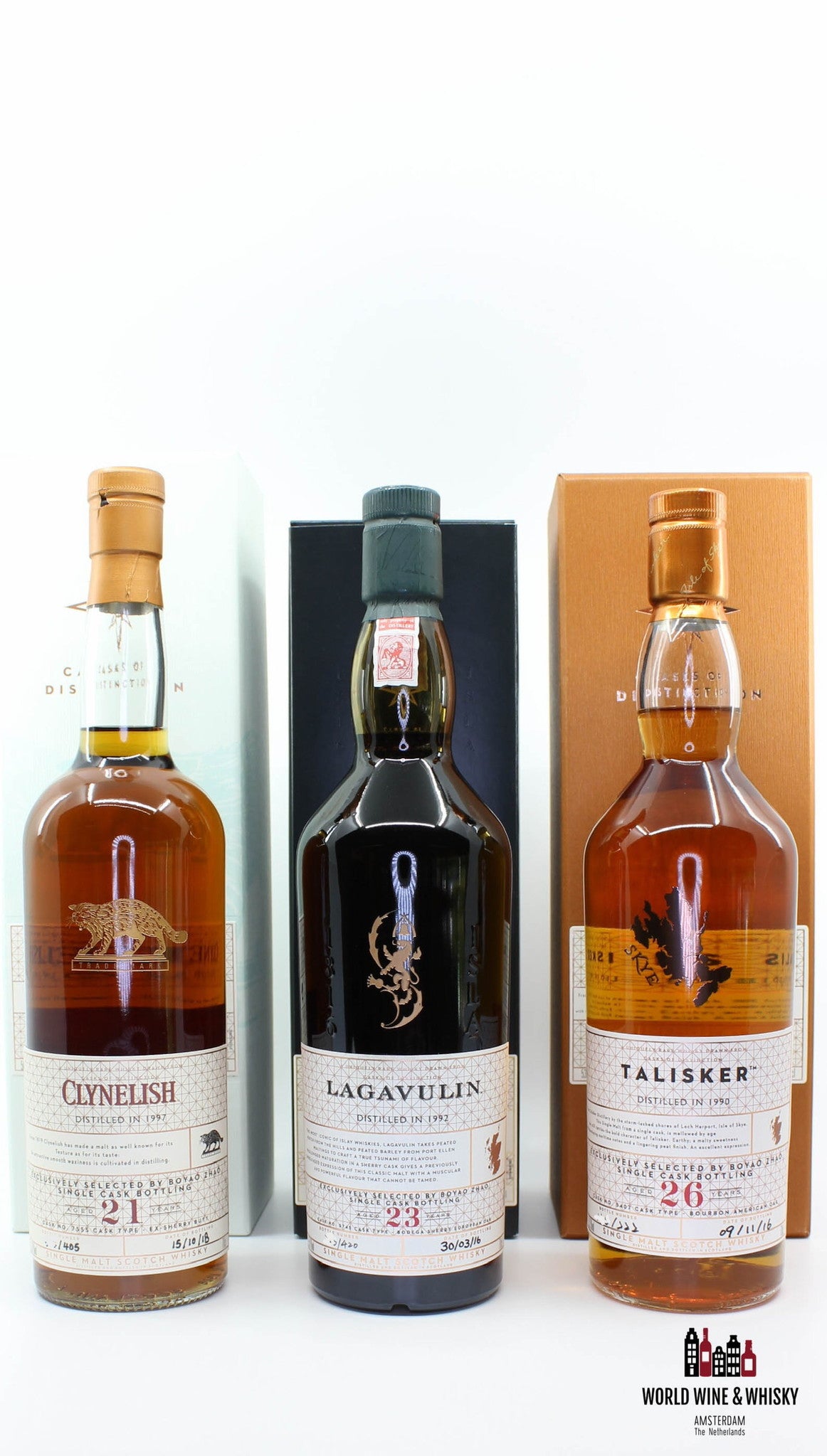 Cask of Distinction set (Clynelish 21 jaar, Lagavulin 23 jaar en Talisker 26 jaar) - Boyao Zhao Exclusief