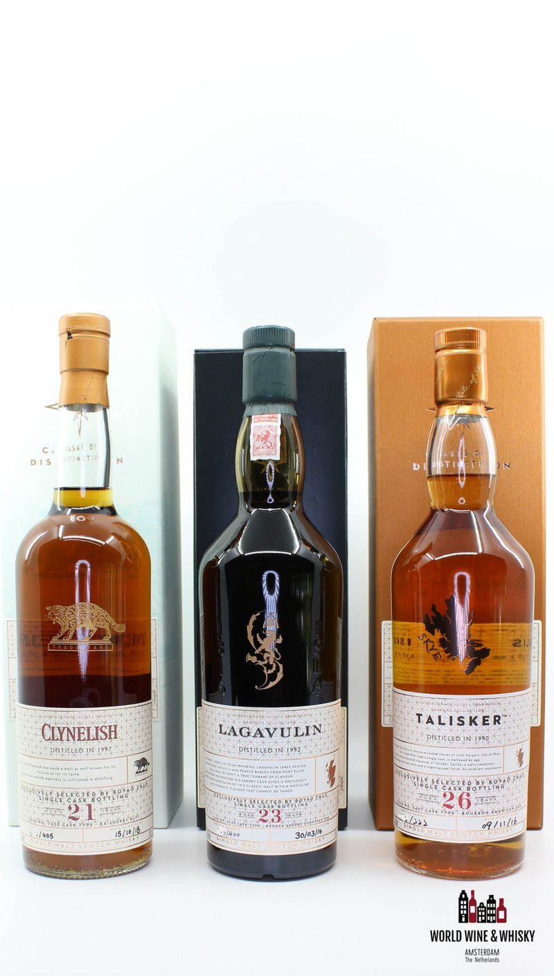 Cask of Distinction set (Clynelish 21 jaar, Lagavulin 23 jaar en Talisker 26 jaar) - Boyao Zhao Exclusief