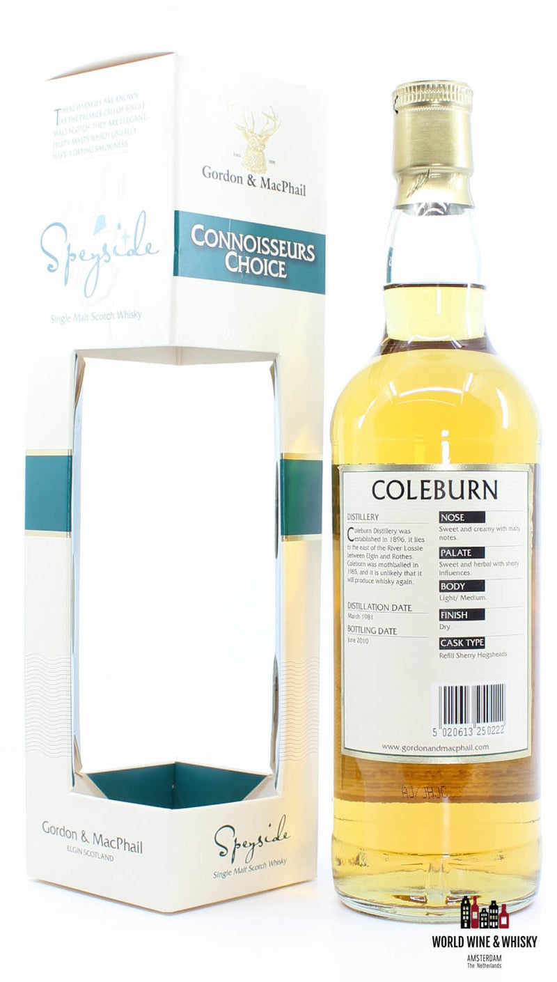 Coleburn 29 jaar oud 1981 2010 Gordon &amp; MacPhail - Connoisseurs Choice 43% (gesloten distilleerderij)