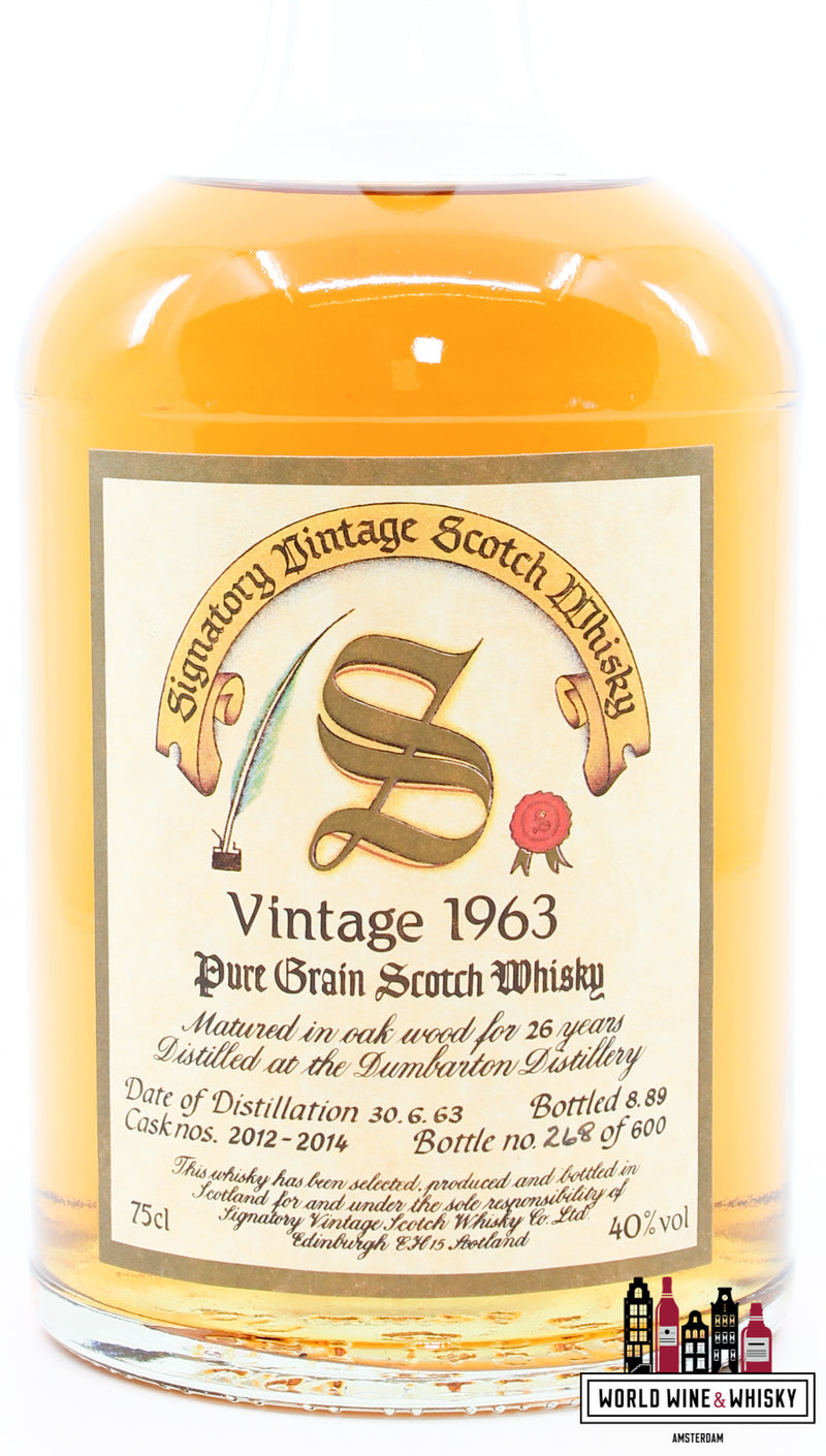Dumbarton 26 Years Old 1963 1989 - Vintage Collectie - Signatory Vintage - Cask 2012-2014 40% (1 van 600)