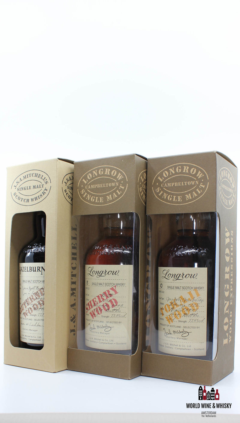 Complete set Springbank Wood Expression Collection - Hazelburn Longmorn - in totaal 16 flessen