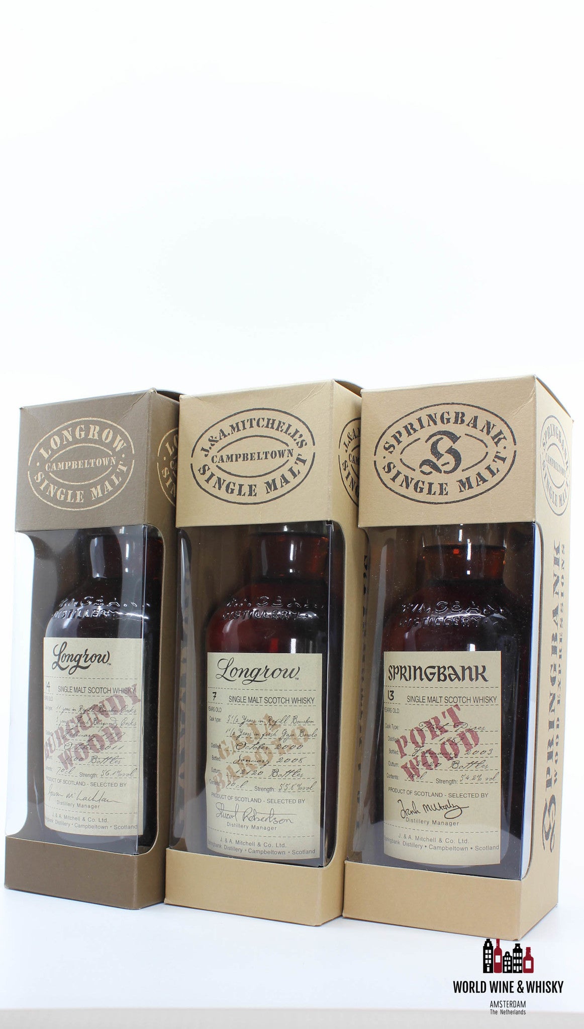 Complete set Springbank Wood Expression Collection - Hazelburn Longmorn - in totaal 16 flessen