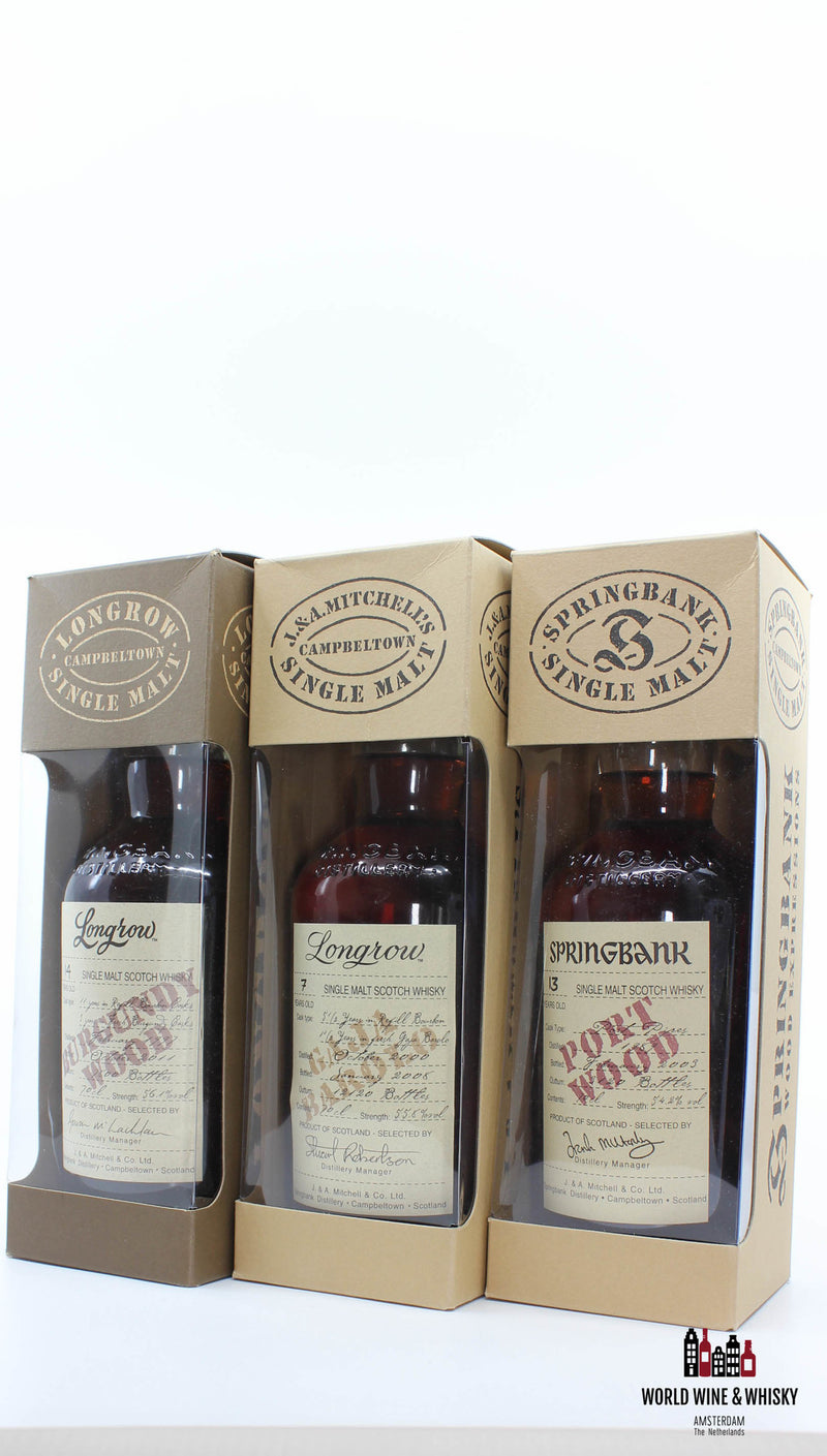 Complete set Springbank Wood Expression Collection - Hazelburn Longmorn - in totaal 16 flessen