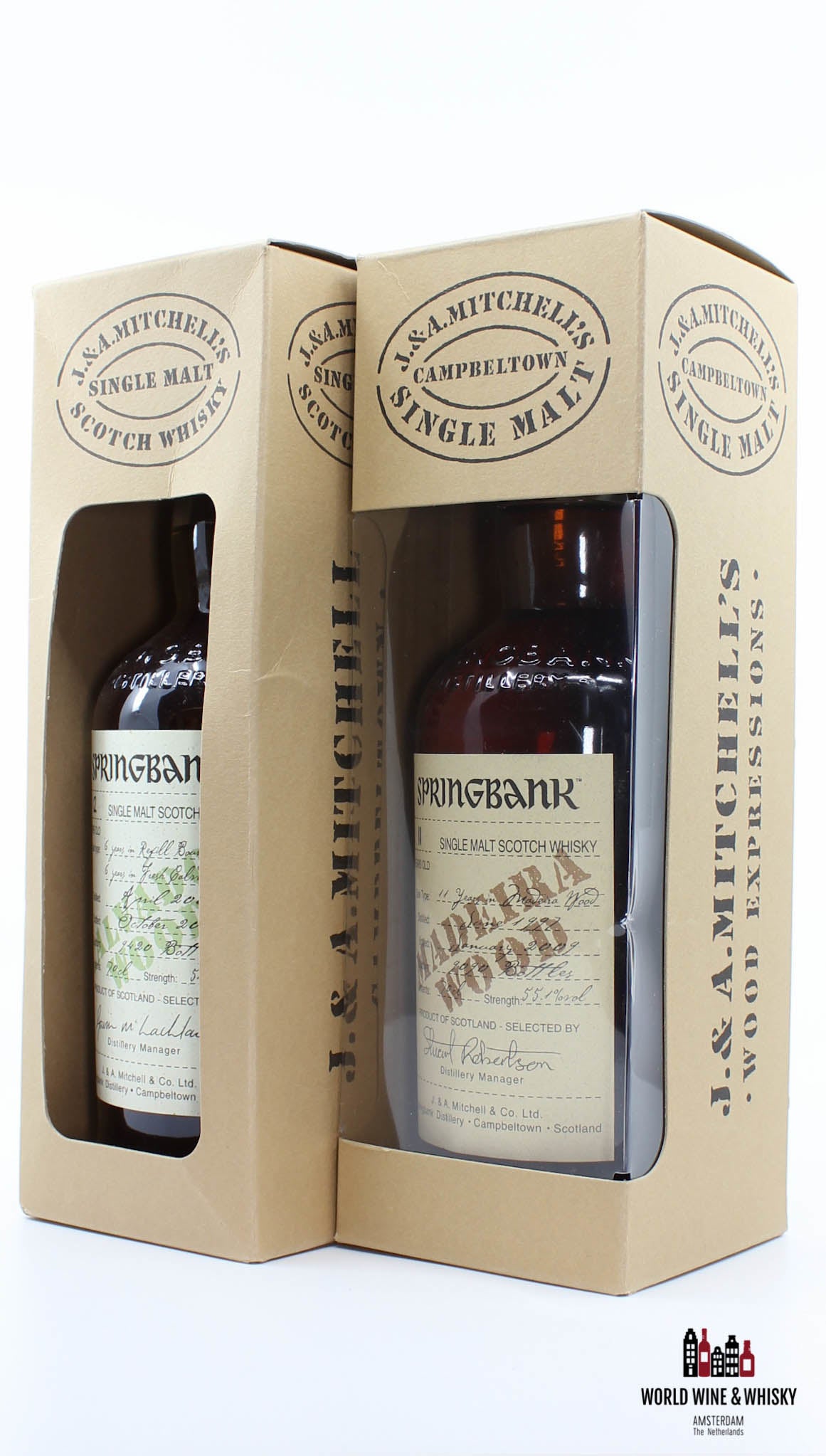 Complete set Springbank Wood Expression Collection - Hazelburn Longmorn - in totaal 16 flessen
