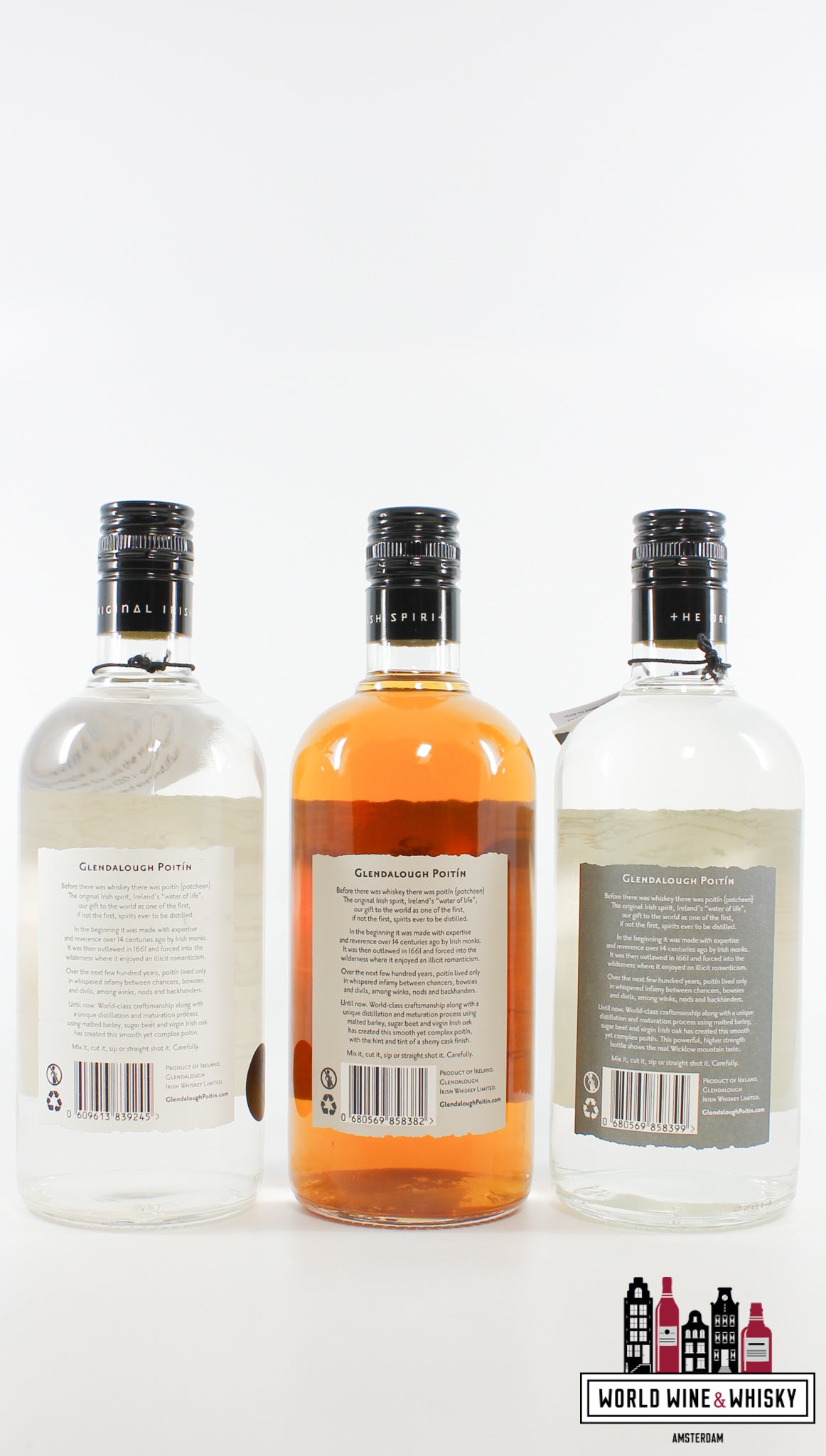 Glendalough Poitín - Premium Iers, Sherry Cask Finish &amp; Mountain Strength - set van 3 flessen