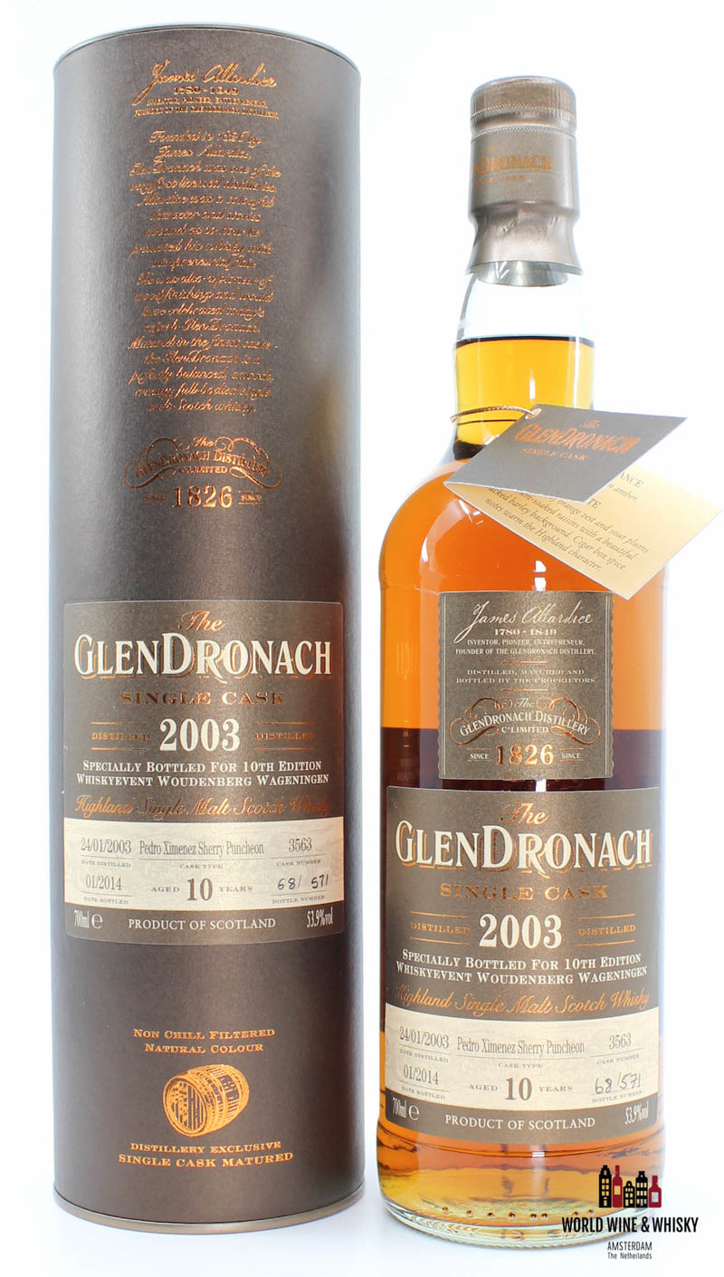 Glendronach 10 Years Old 2003 2014 Single Cask - Cask 3563 - 10th Edition Whisky Event Woudenberg Wageningen 53,9% (1 van 571)