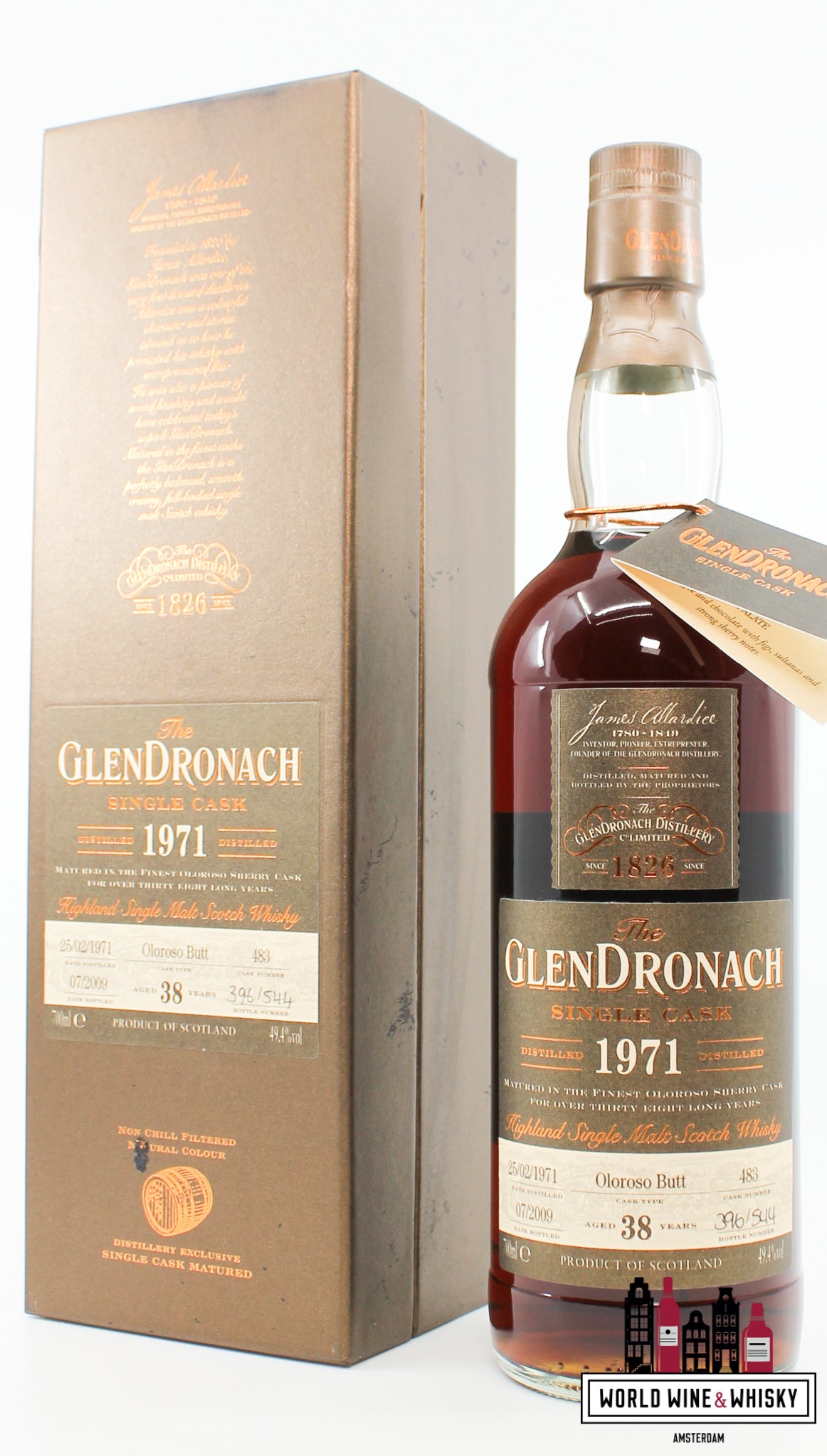 Glendronach 38 jaar oud 1971 2009 - Vat 483 - Single Cask 49,4% (1 van 544)