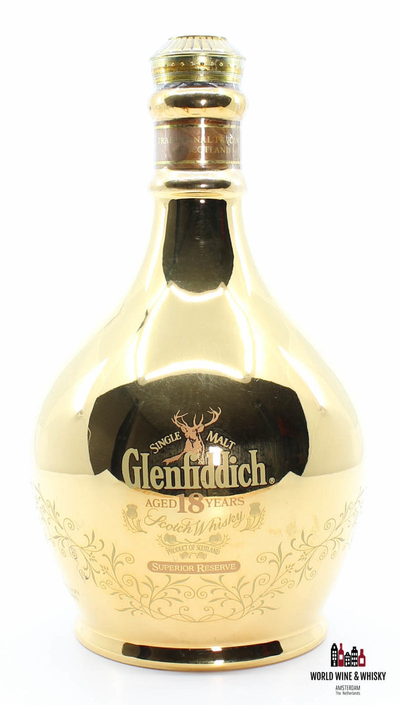 Glenfiddich 18 jaar oud - Superior Reserve - Gouden karaf 23 karaat 43%