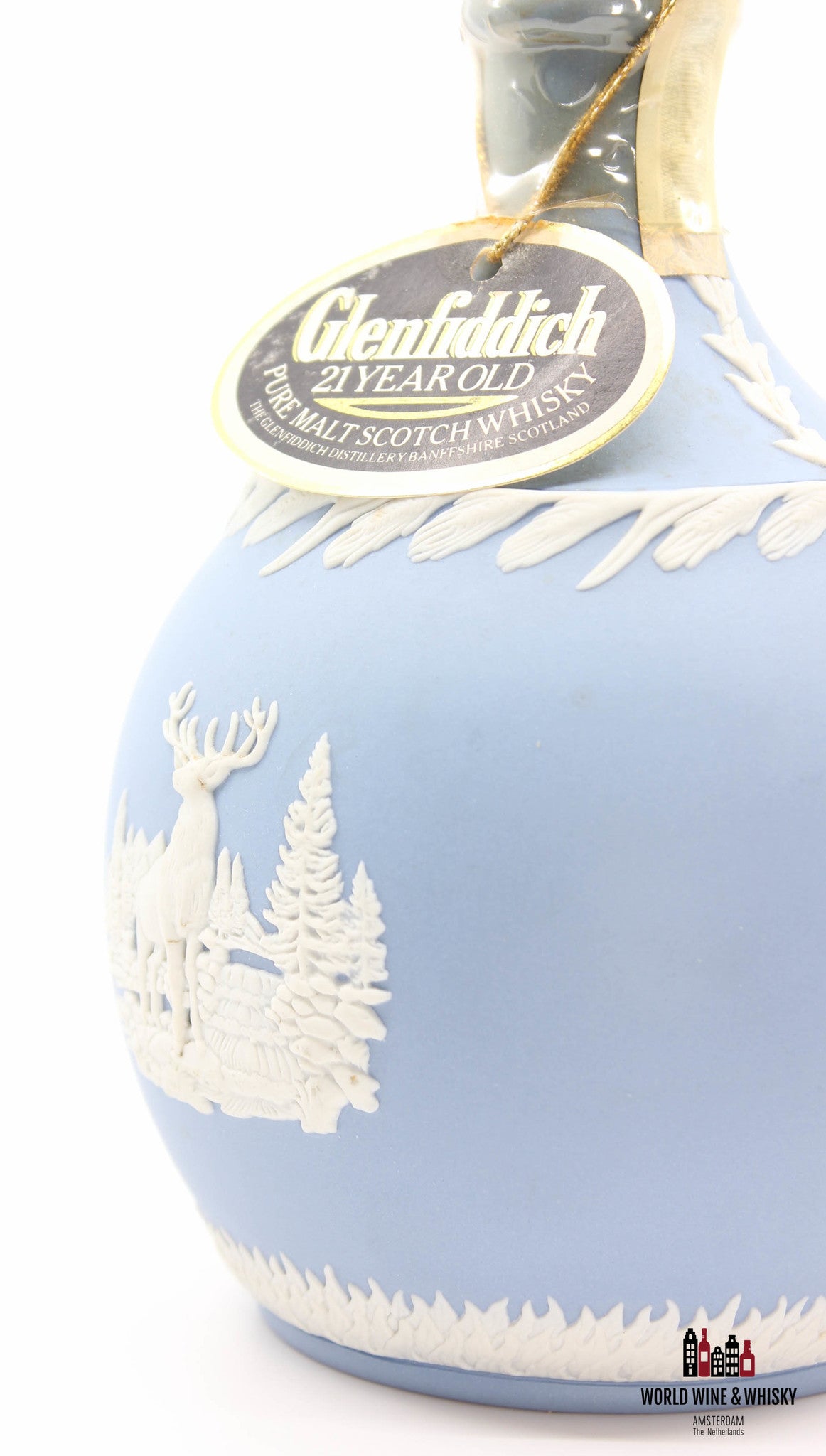 Glenfiddich 21 Years Old 1987 - Blauwe Wedgwood "Jasper" karaf 43% 750ml (in luxe koffer)