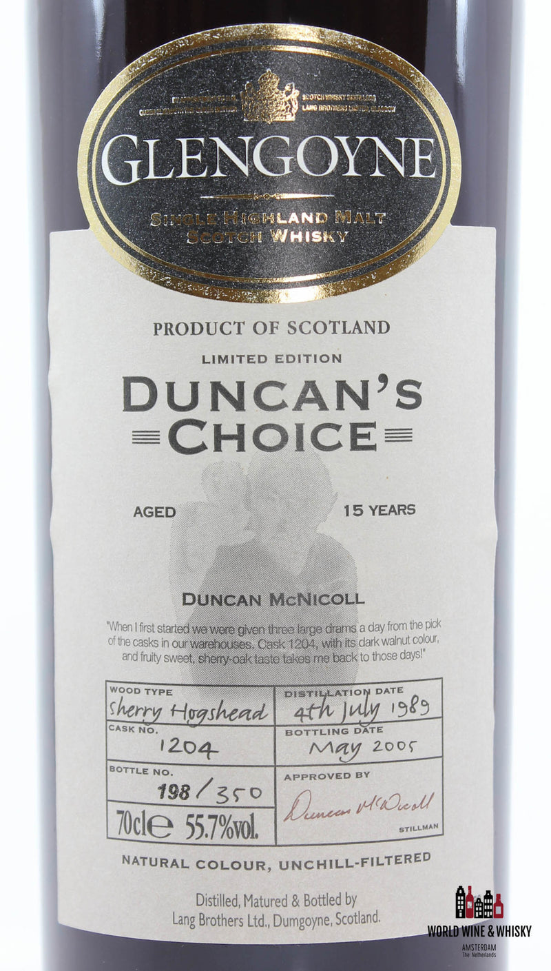 Glengoyne 15 jaar oud 1989 2005 Duncan's Choice - Cask 1204 55,7%