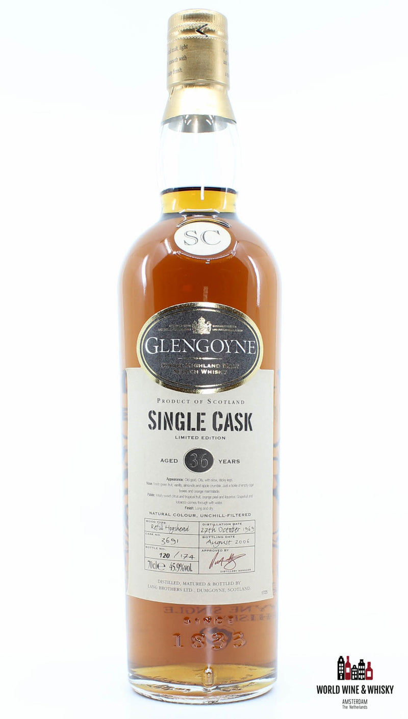 Glengoyne 36 jaar oud 1969 2006 Single Cask - Cask 3691 45,9%