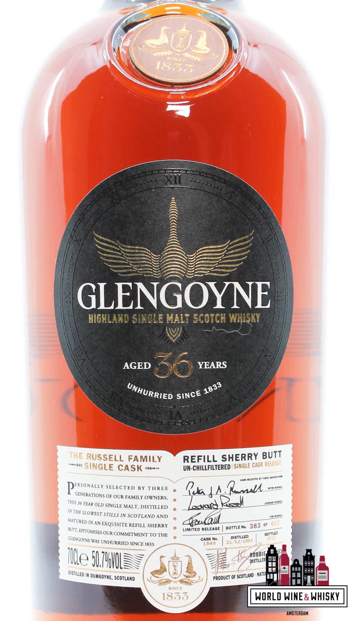 Glengoyne 36 jaar oud 1984 2021 - The Russell Family - Single Cask - Cask 1549 50,7% (1 van 402)