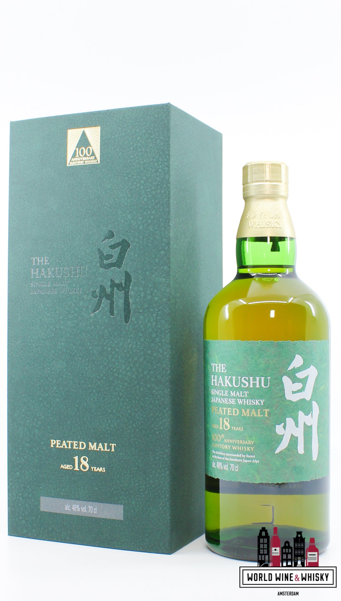 Hakushu 18 Years Old 2023 - 100th Anniversary Suntory Whisky - Single Peated Malt Japanse Whisky 48%