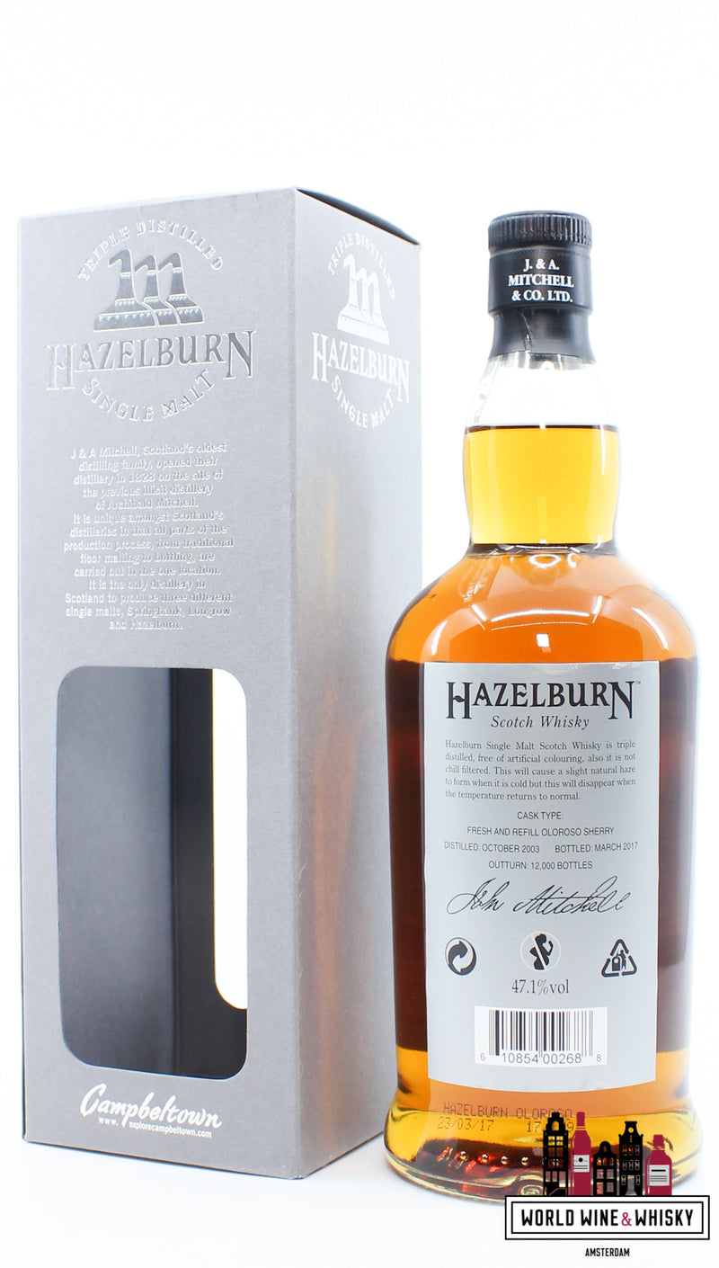 Hazelburn 13 jaar oud 2003 2017 - Oloroso Cask Matured 47,1% (1 van 12000)