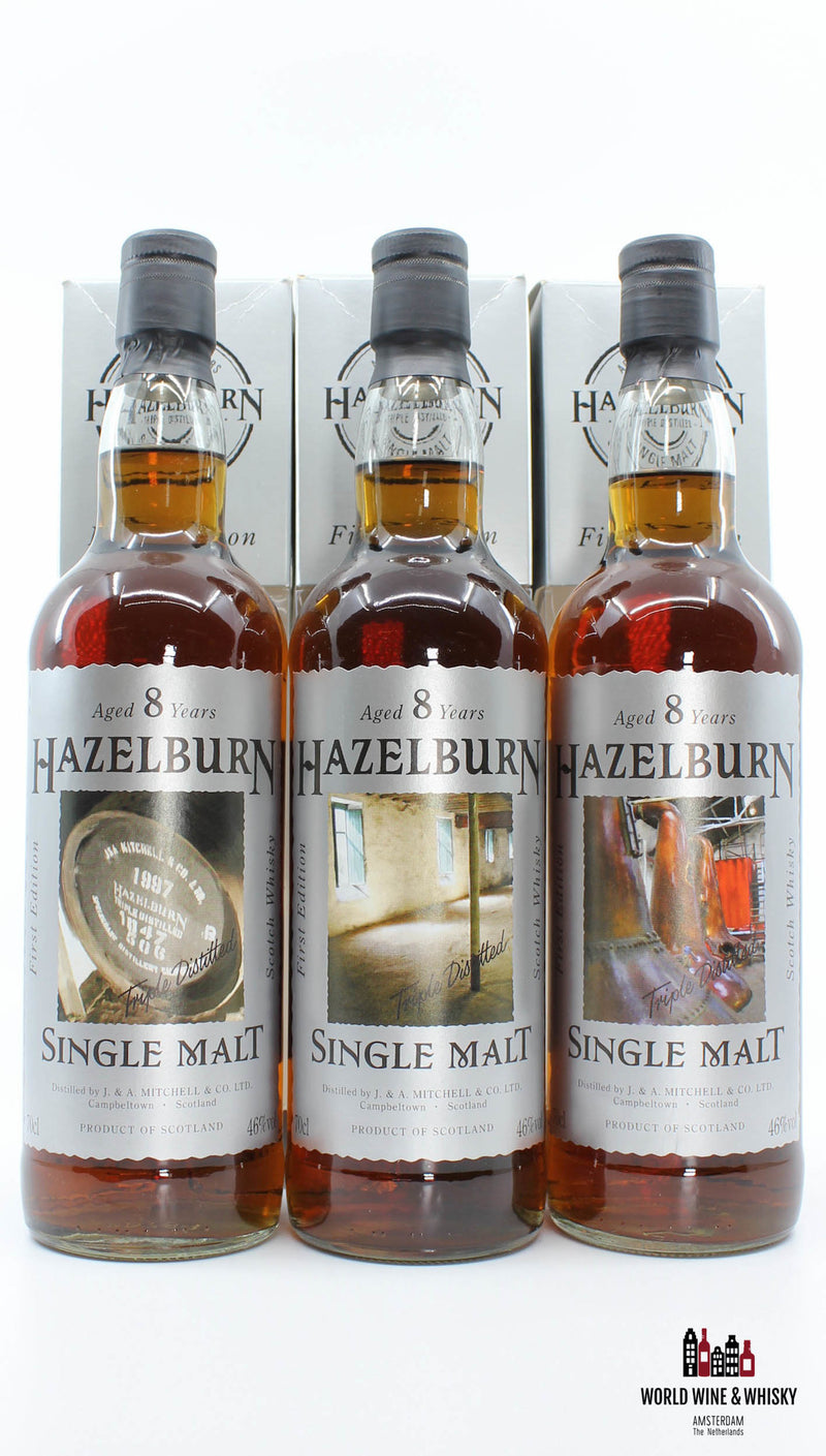 Hazelburn 8 Years Old 1997 2005 Eerste editie - Vat, mouterij en stills set 46% 700 ml (volledige set)