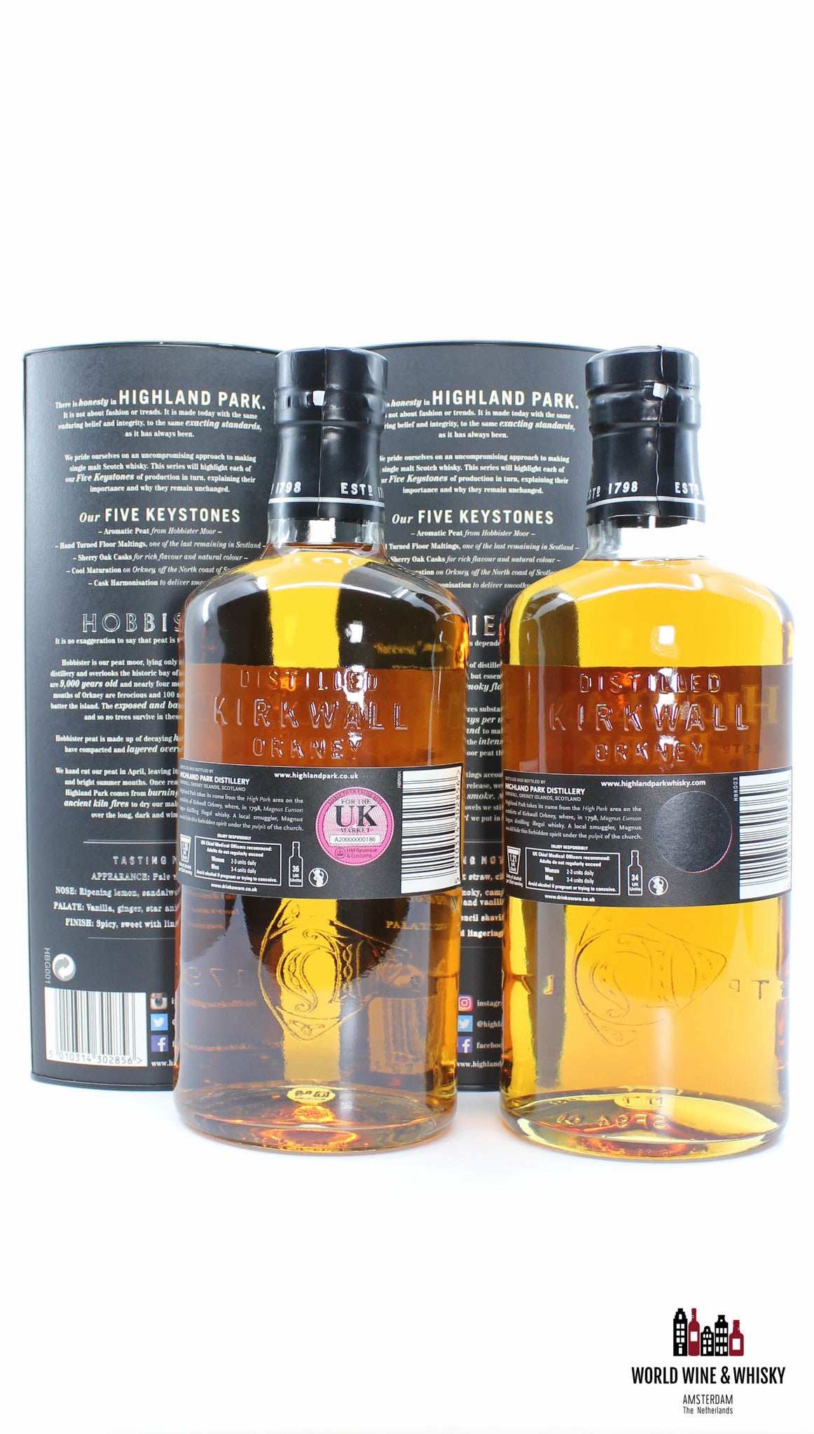 Highland Park Keystones-serie - Hobbister, Shiel, Quercus, Yesnaby en Hillhead (volledige set)