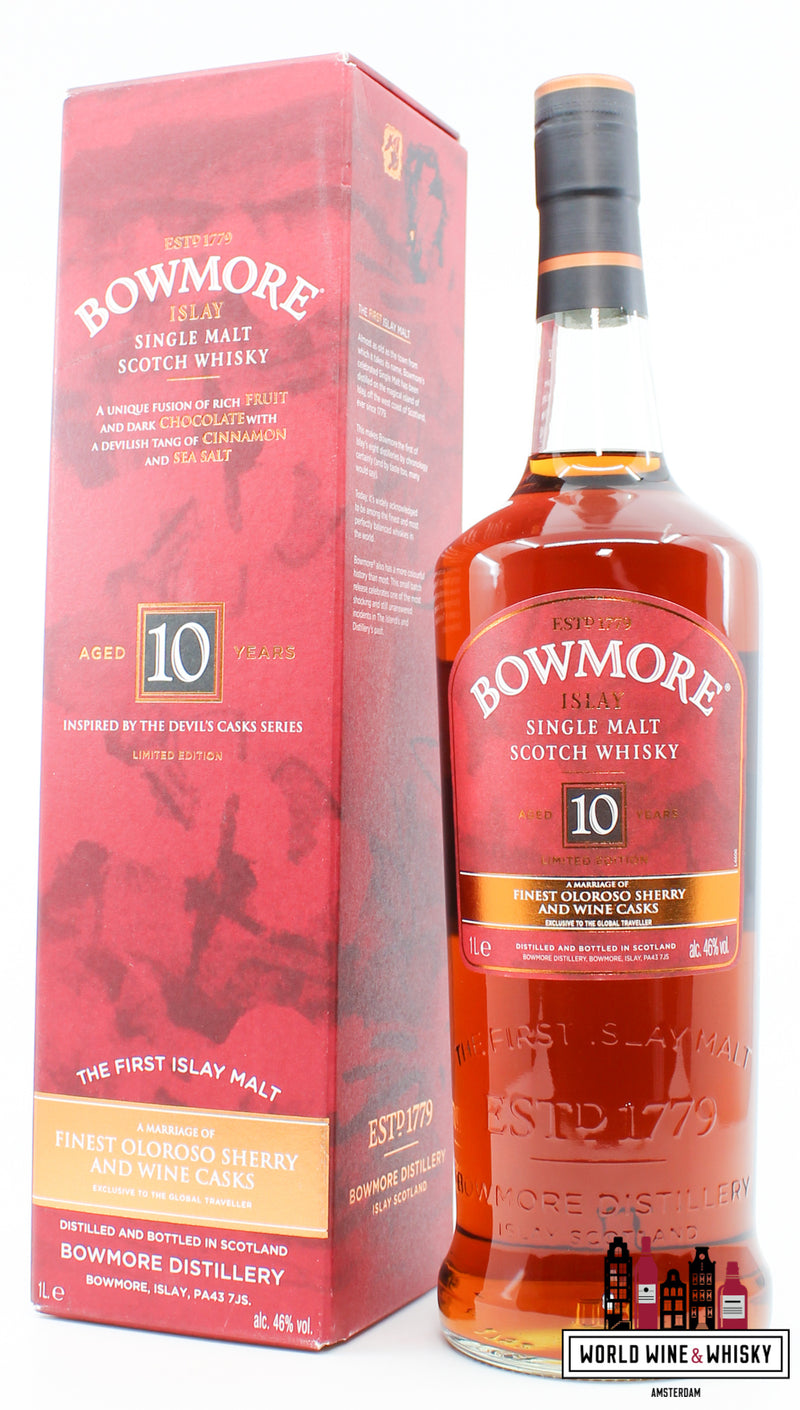 Bowmore 10 Years Old 2016 - Geïnspireerd door de Devil's Casks-serie - Exclusief voor reisdetailhandel 46%