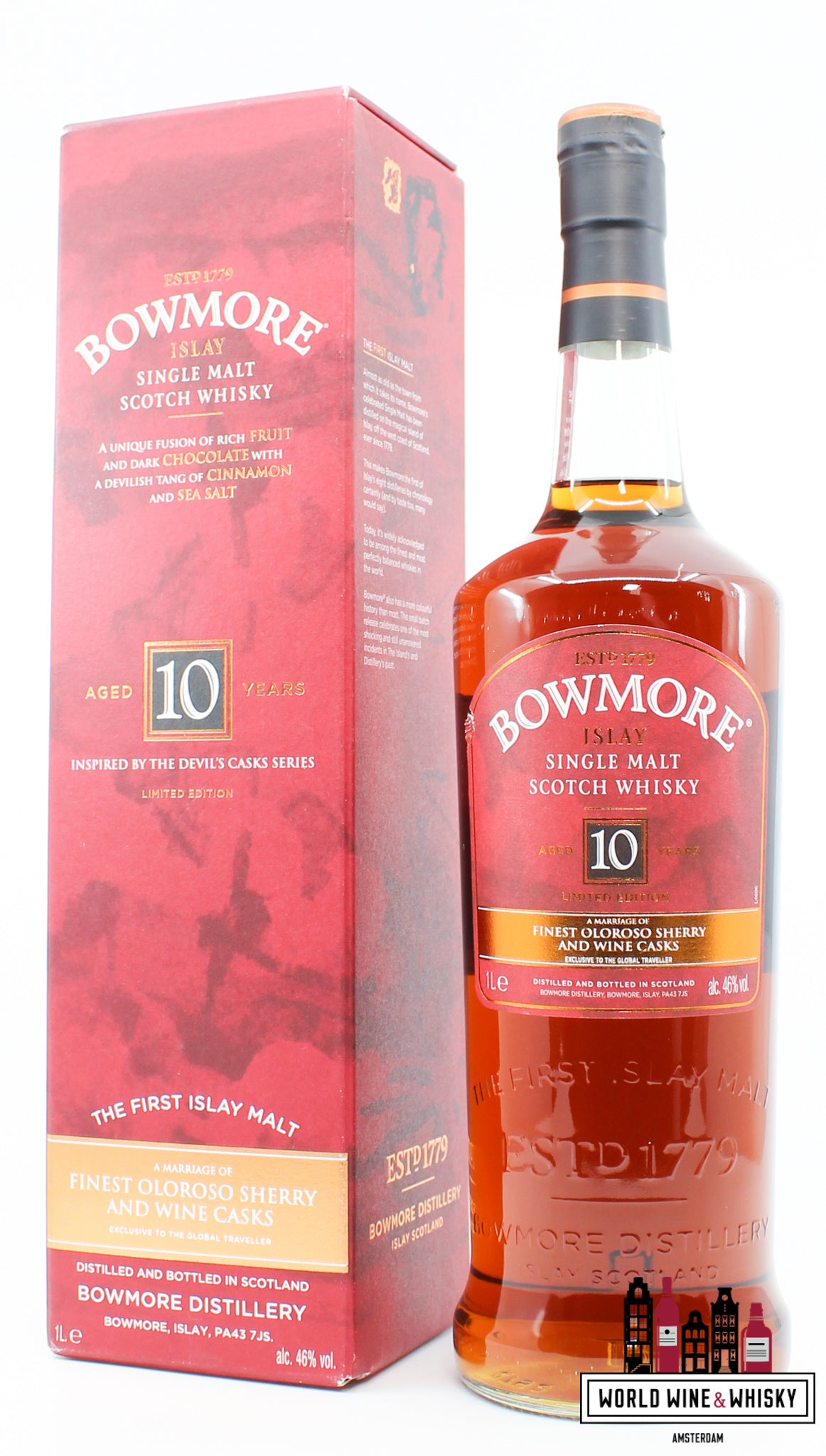 Bowmore 10 Years Old 2016 - Geïnspireerd door de Devil's Casks-serie - Exclusief voor reisdetailhandel 46%