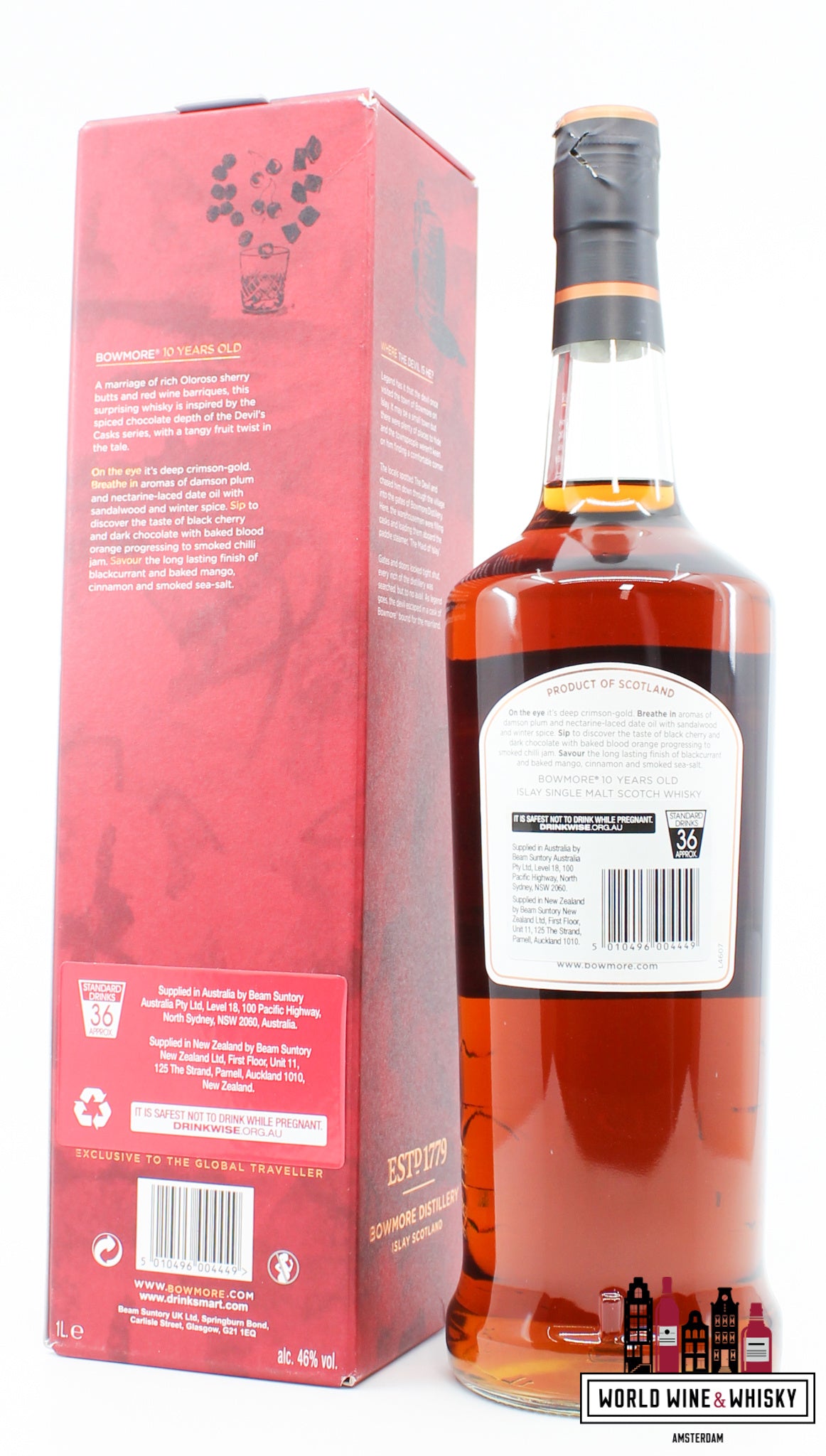 Bowmore 10 Years Old 2016 - Geïnspireerd door de Devil's Casks-serie - Exclusief voor reisdetailhandel 46%