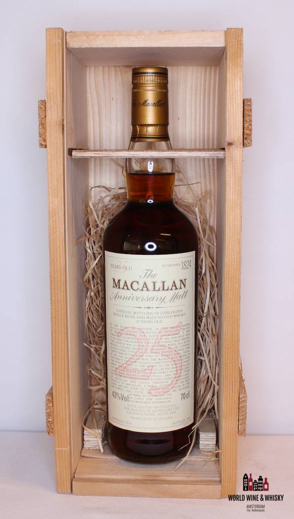 Macallan 25 jaar oud 1974 1999 The Anniversary Malt 43% (in OWC)