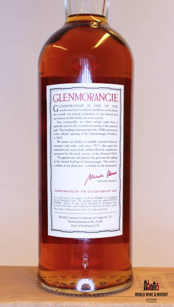 Glenmorangie 22 jaar oud 1971 1993 150-jarig jubileum 43%