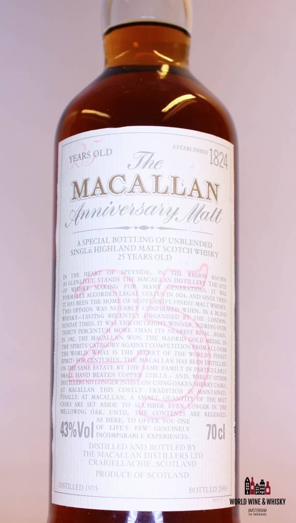 Macallan 25 jaar oud 1975 2000 The Anniversary Malt 43% (in OWC)