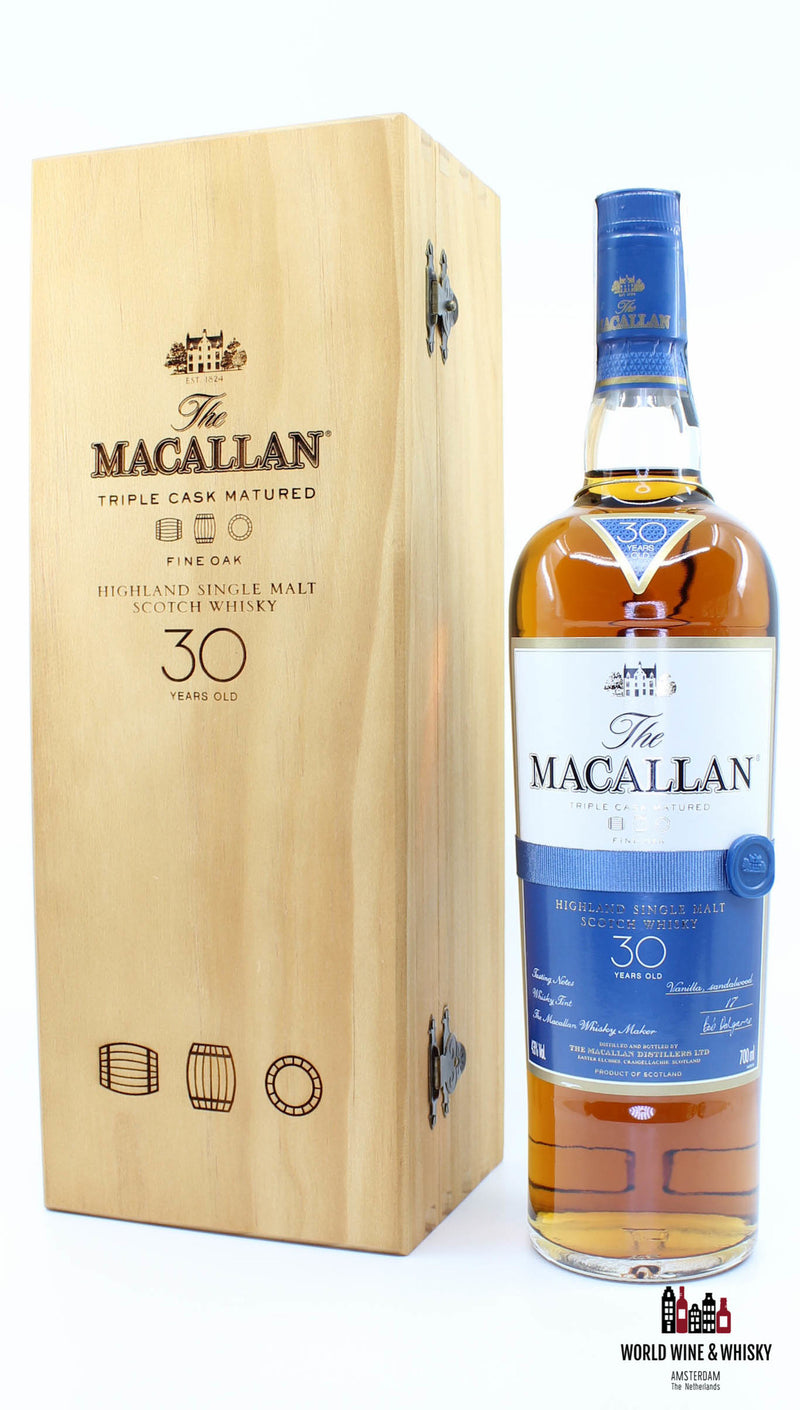 Macallan 30 Years Old Fine Oak Triple Cask Matured 43% 700ml (in houten kist)