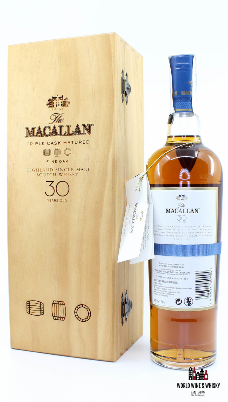 Macallan 30 Years Old Fine Oak Triple Cask Matured 43% 700ml (in houten kist)