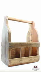 Handgemaakte houten bier-/wijnkrat (voor 6 flessen)