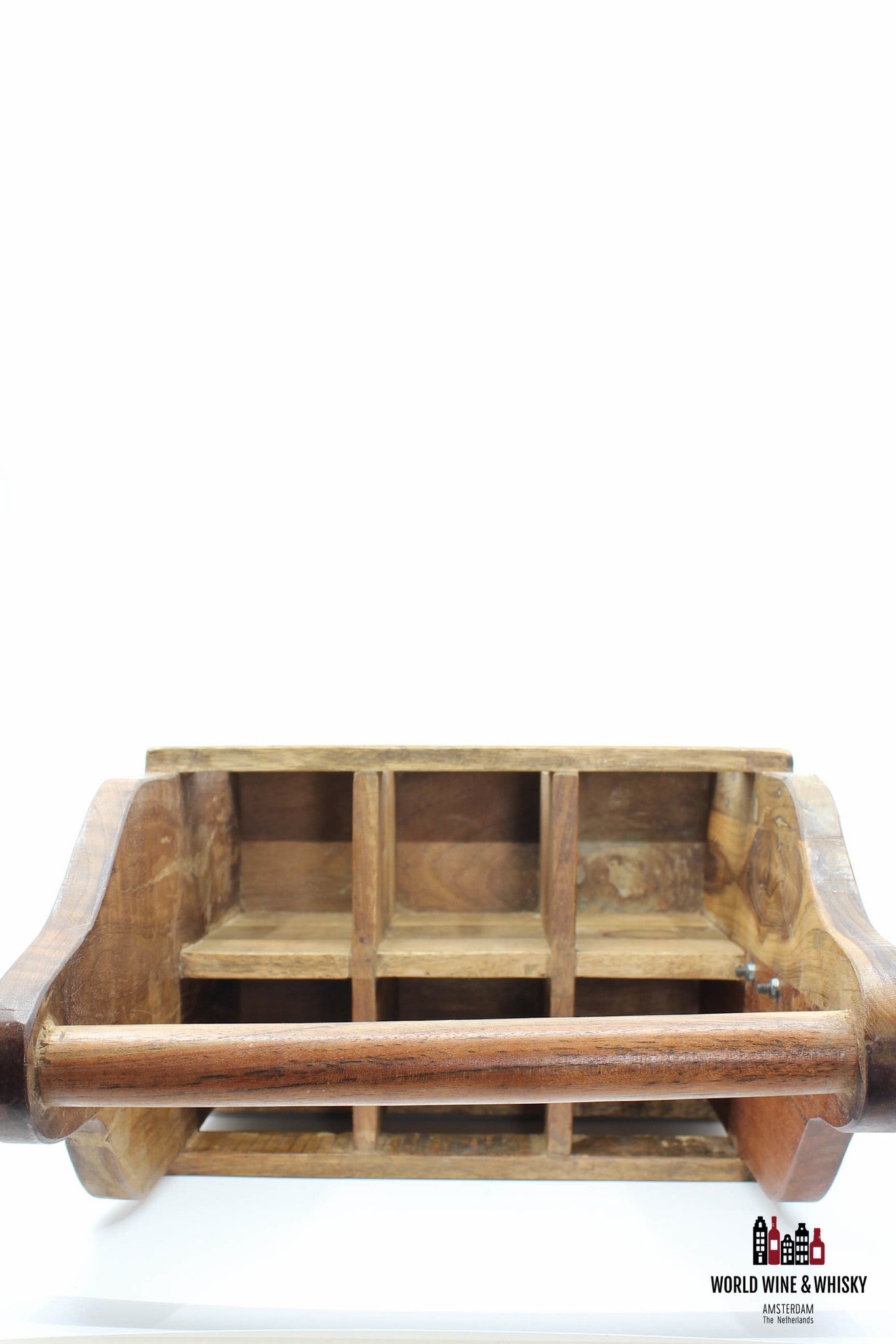 Handgemaakte houten bier-/wijnkrat (voor 6 flessen)