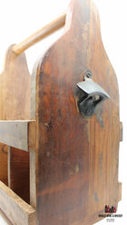 Handgemaakte houten bier-/wijnkrat (voor 6 flessen)