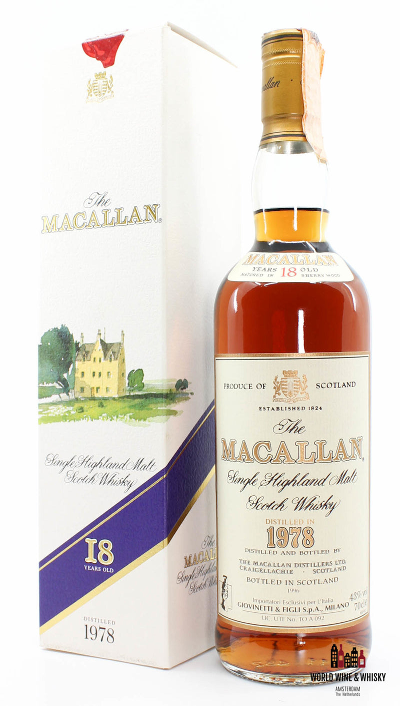 Macallan 18 jaar oud 1978 1996 - Giovinetti &amp; Figli Import Italia 43% 700ml