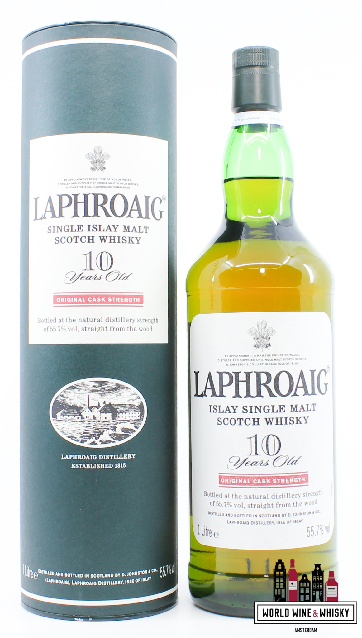 Laphroaig 10 Years Old - Originele vatsterkte - Rode streep 55,7% - 1 liter
