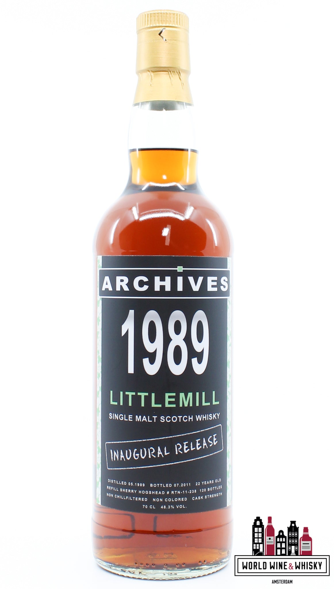 Littlemill 22 Years Old 1989 2011 - Archief - Eerste release - Cask RTN-11-238 48,3% - Gesloten distilleerderij (1 van 120)