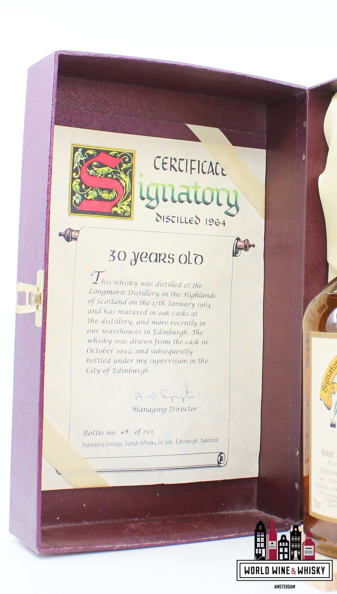 Longmorn 30 Years Old 1964 1994 - Cask 324 - Signatory Vintage - Vintage Collection 43% (1 van 150)