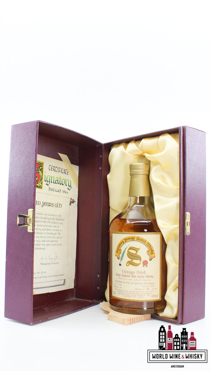 Longmorn 30 Years Old 1964 1994 - Cask 324 - Signatory Vintage - Vintage Collection 43% (1 van 150)