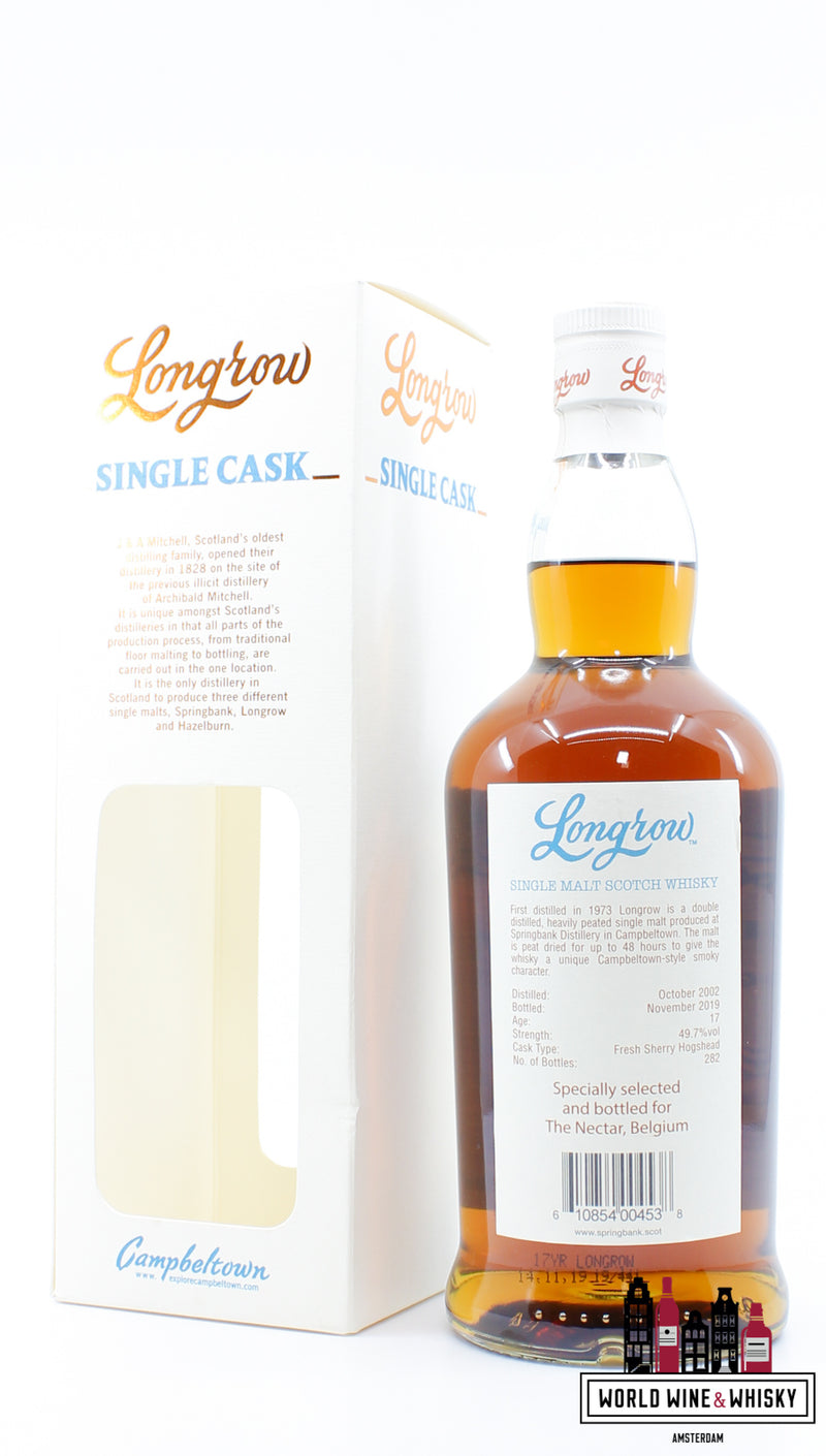 Longrow 17 Years Old 2002 2019 - Single Cask - The Nectar, België (Springbank) 49,7% (1 van 282)