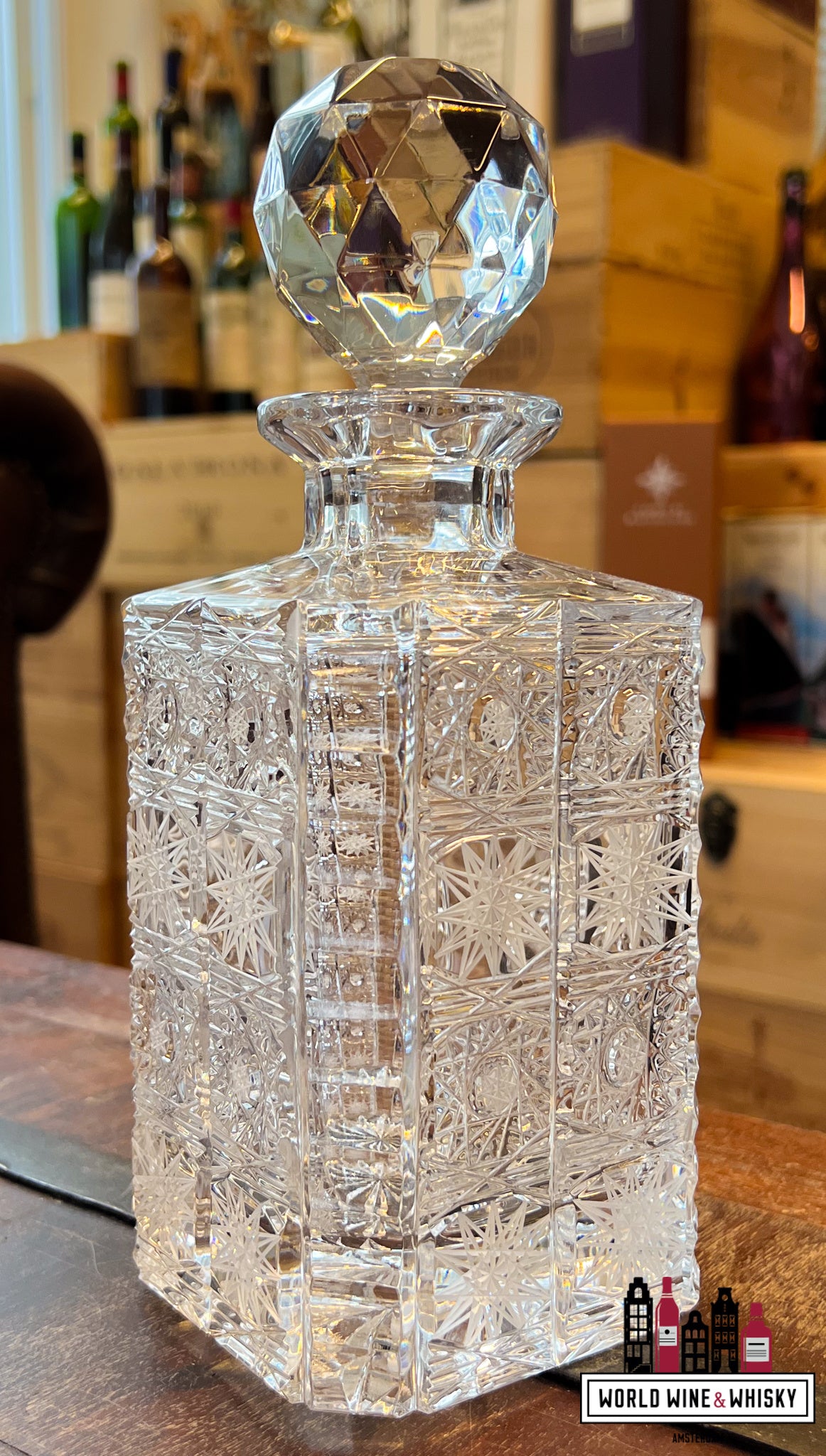 Luxe kristallen whiskykaraf incl. stop (handgemaakt en handgeslepen)