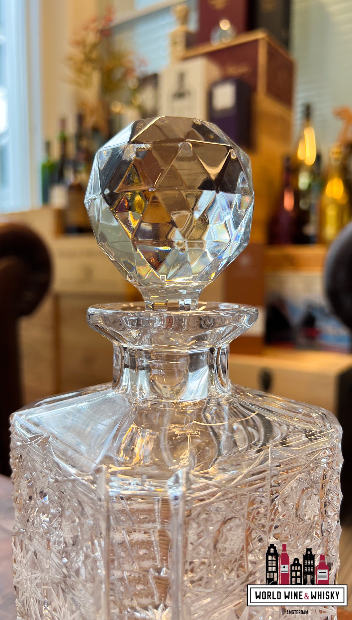 Luxe kristallen whiskykaraf incl. stop (handgemaakt en handgeslepen)