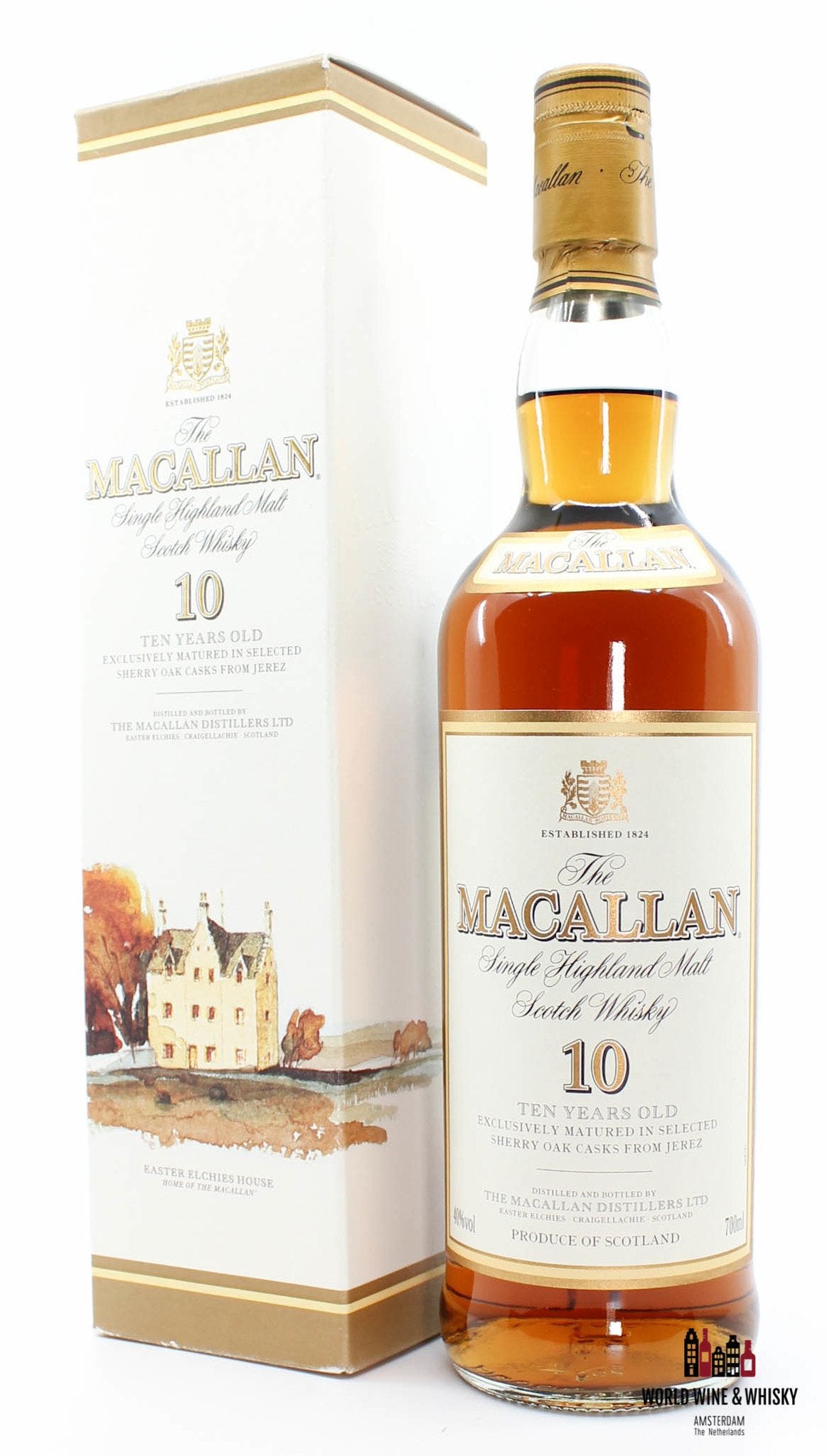 Macallan 10 jaar oud - Sherry eikenhouten vaten uit Jerez 40% (botteling uit de jaren 90)