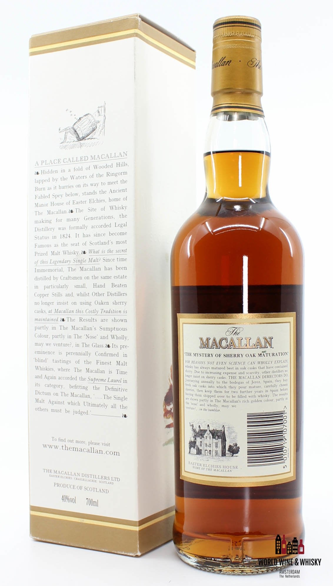 Macallan 10 jaar oud - Sherry eikenhouten vaten uit Jerez 40% (botteling uit de jaren 90)