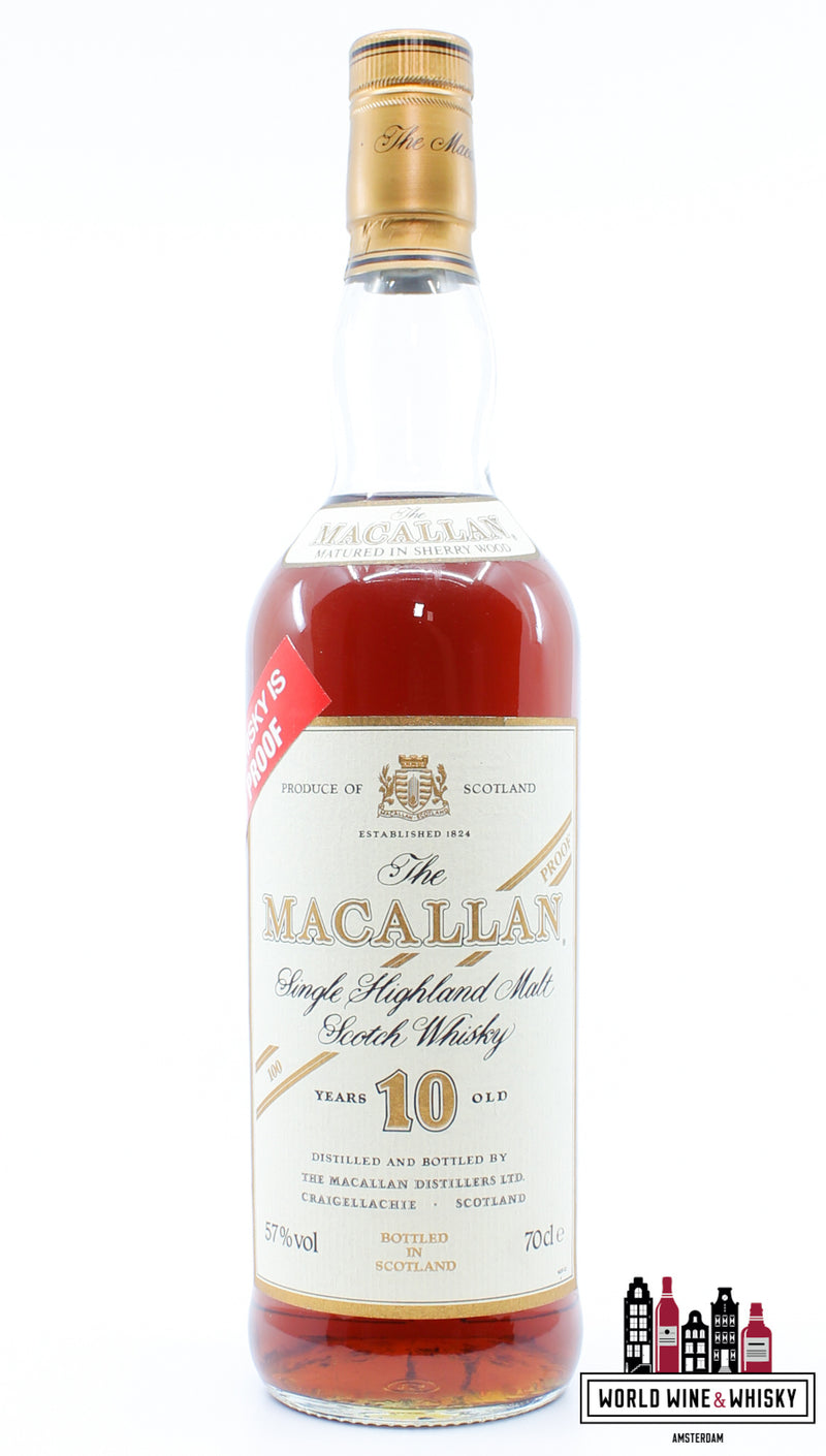 Macallan 10 Years Old - Sherry Wood - "Deze whisky is 100 Proof" 57%