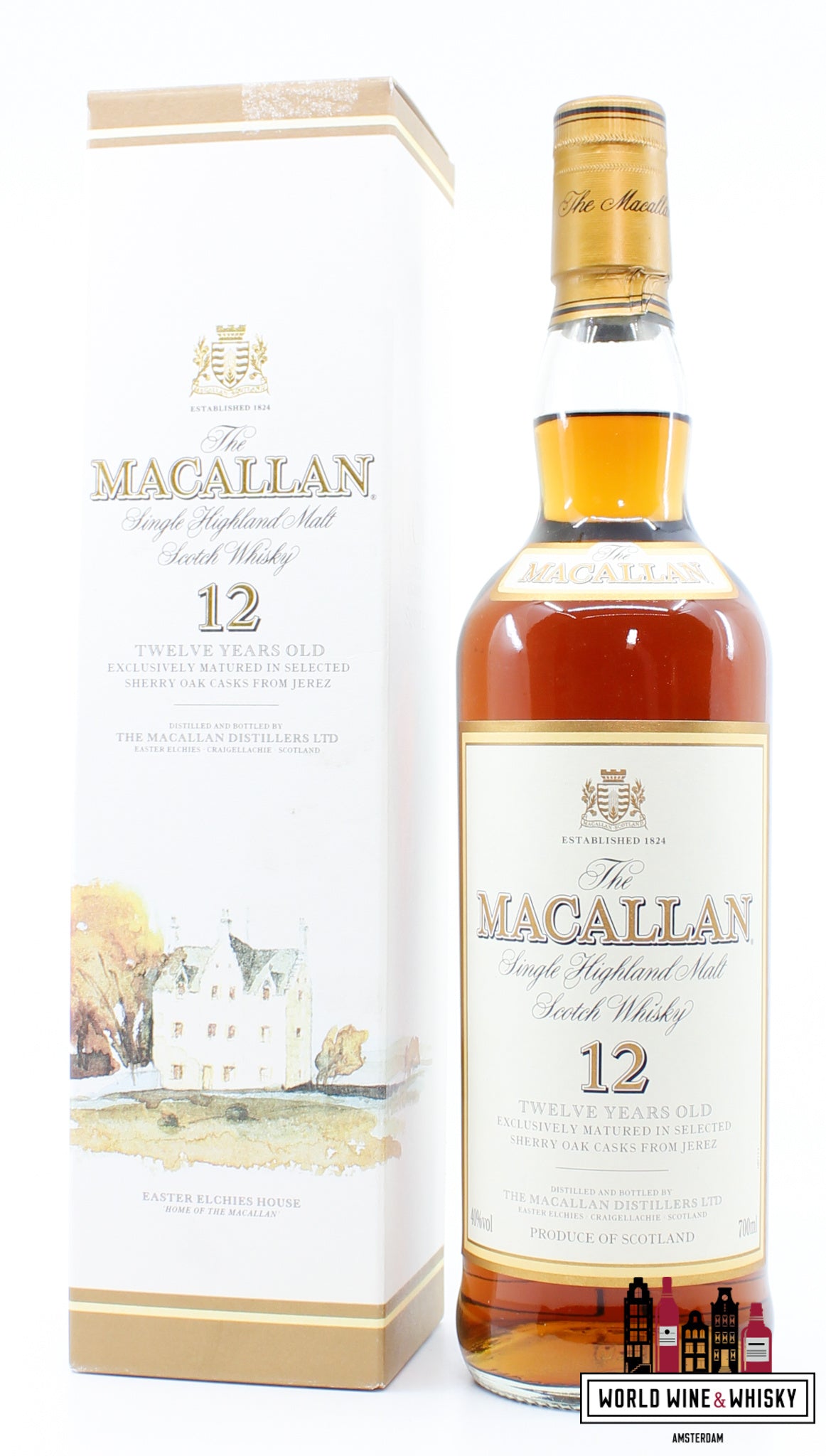 Macallan 12 jaar oude sherry eikenhouten vaten uit Jerez 40% (oud etiket)