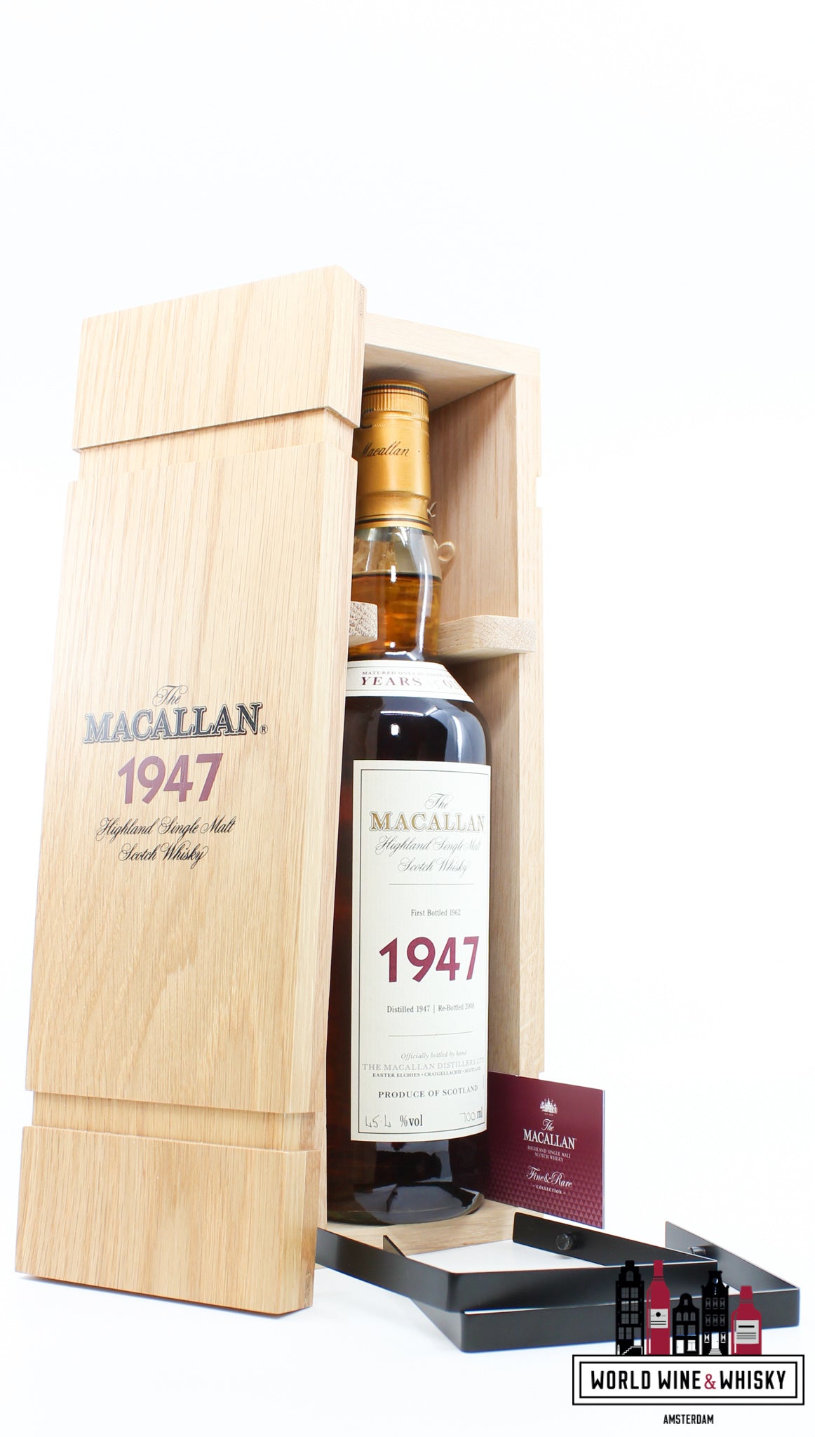 Macallan 15 Years Old 1947 1962 - Fine &amp; Rare (opnieuw gebotteld in 2008) 45,4% (in luxe houten kist)