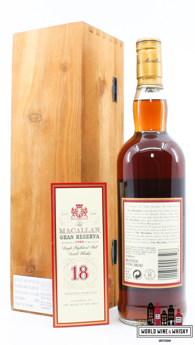 Macallan 18 jaar oud 1980 1999 - Gran Reserva - Sherry Wood 40%