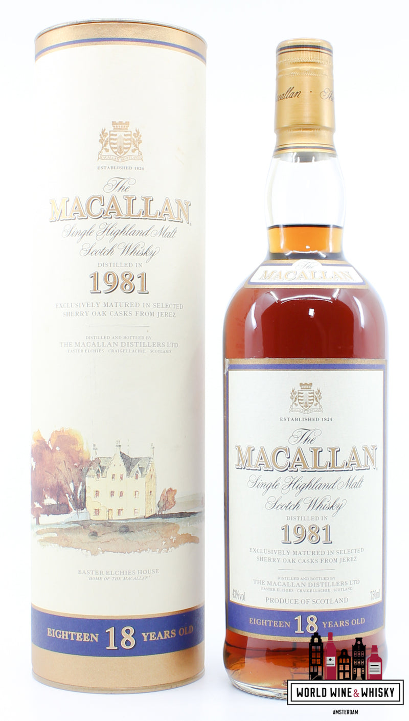 Macallan 18 jaar oud 1981 1999 Sherry eiken vaten 43% 750ml