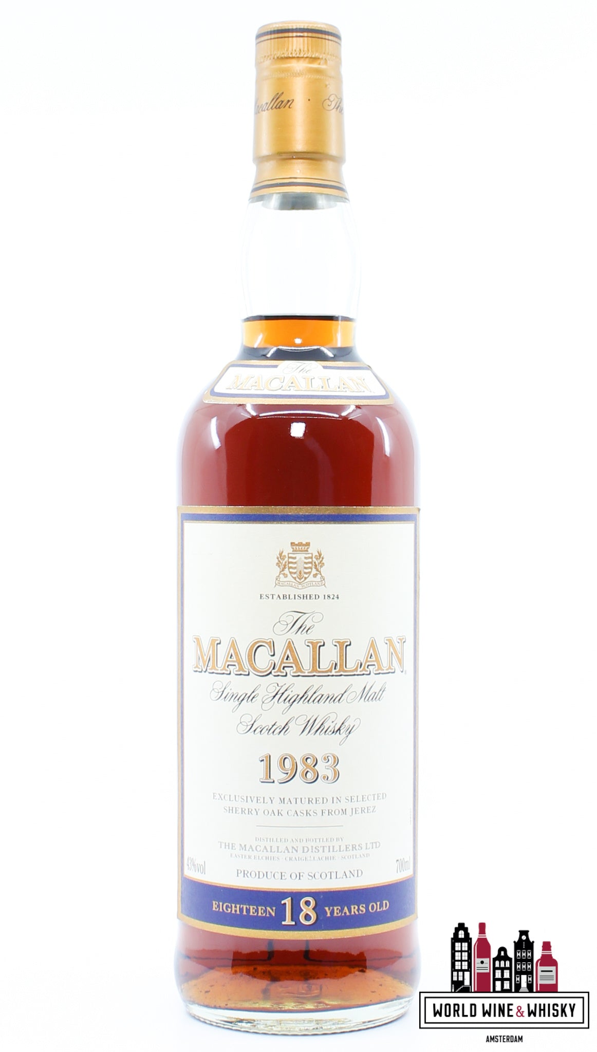 Macallan 18 Years Old 1983 2001 - Sherry Oak Casks - Vintage Release 43% (zonder de kartonnen doos)