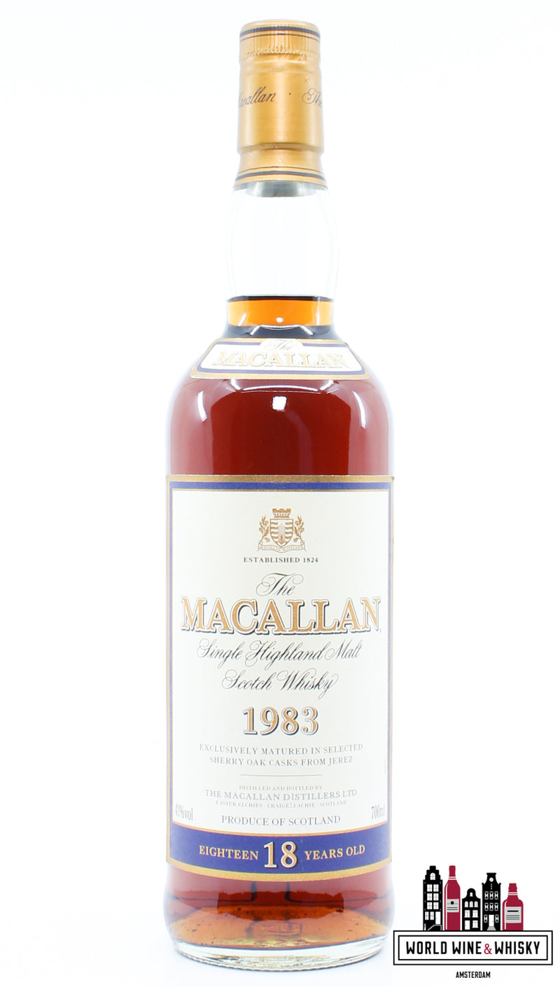 Macallan 18 Years Old 1983 2001 - Sherry Oak Casks - Vintage Release 43% (zonder de kartonnen doos)