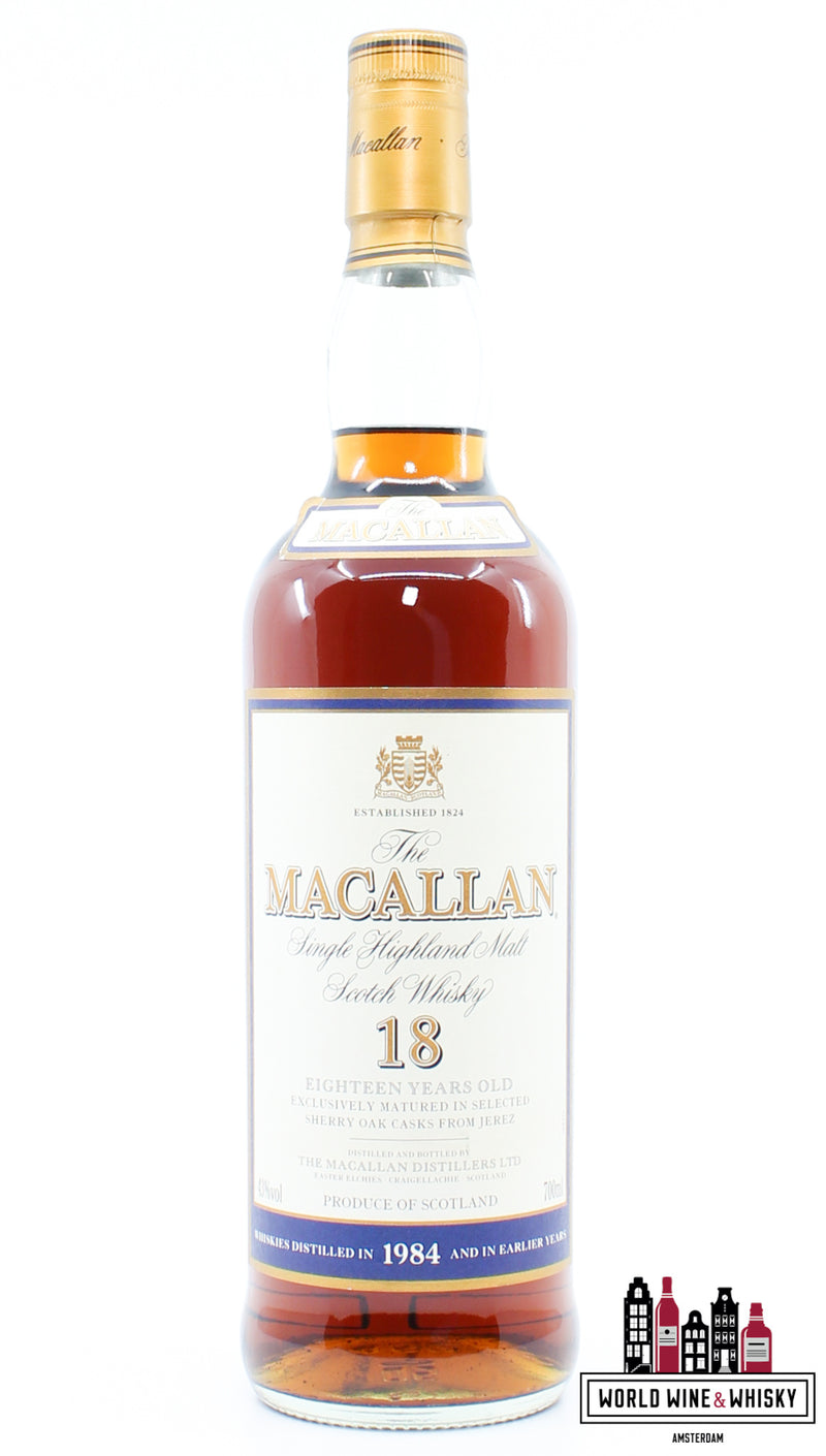 Macallan 18 Years Old 1984 2002 - Sherry Oak Casks - Vintage Release 43% (zonder de kartonnen doos)