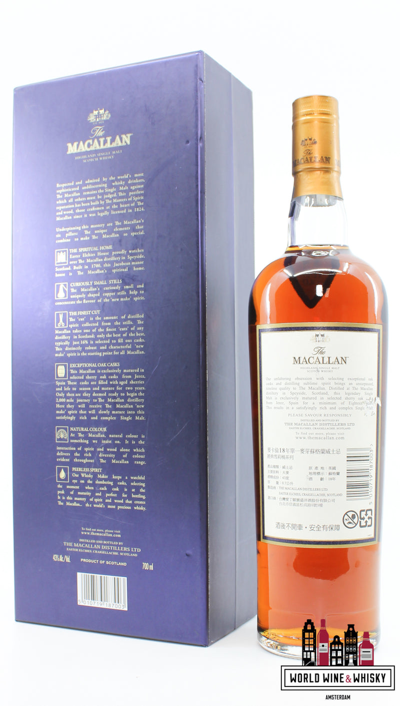 Macallan 18 Years Old 1996 2014 Sherry Oak Casks uit Jerez 43% (in luxe koffer)